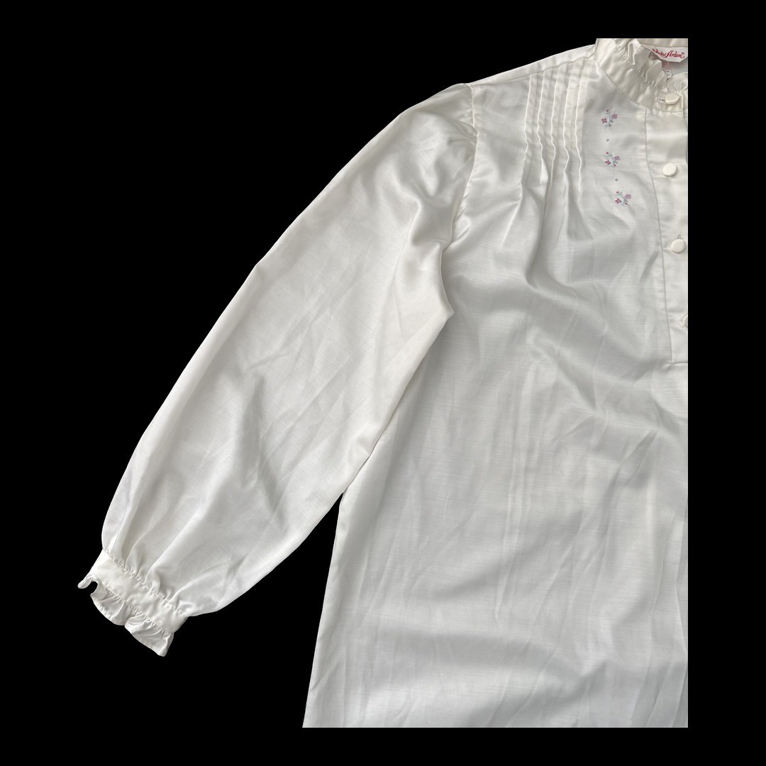 Jodie Arden Vintage Nightgown White Floral Embroidered Long Sleeve Womens L