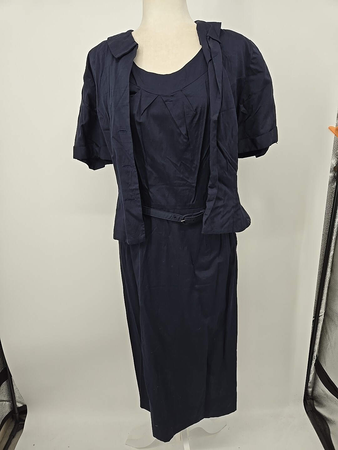 Vintage 1950s Betty Hartford Navy Blue Shift Dress With Jacket