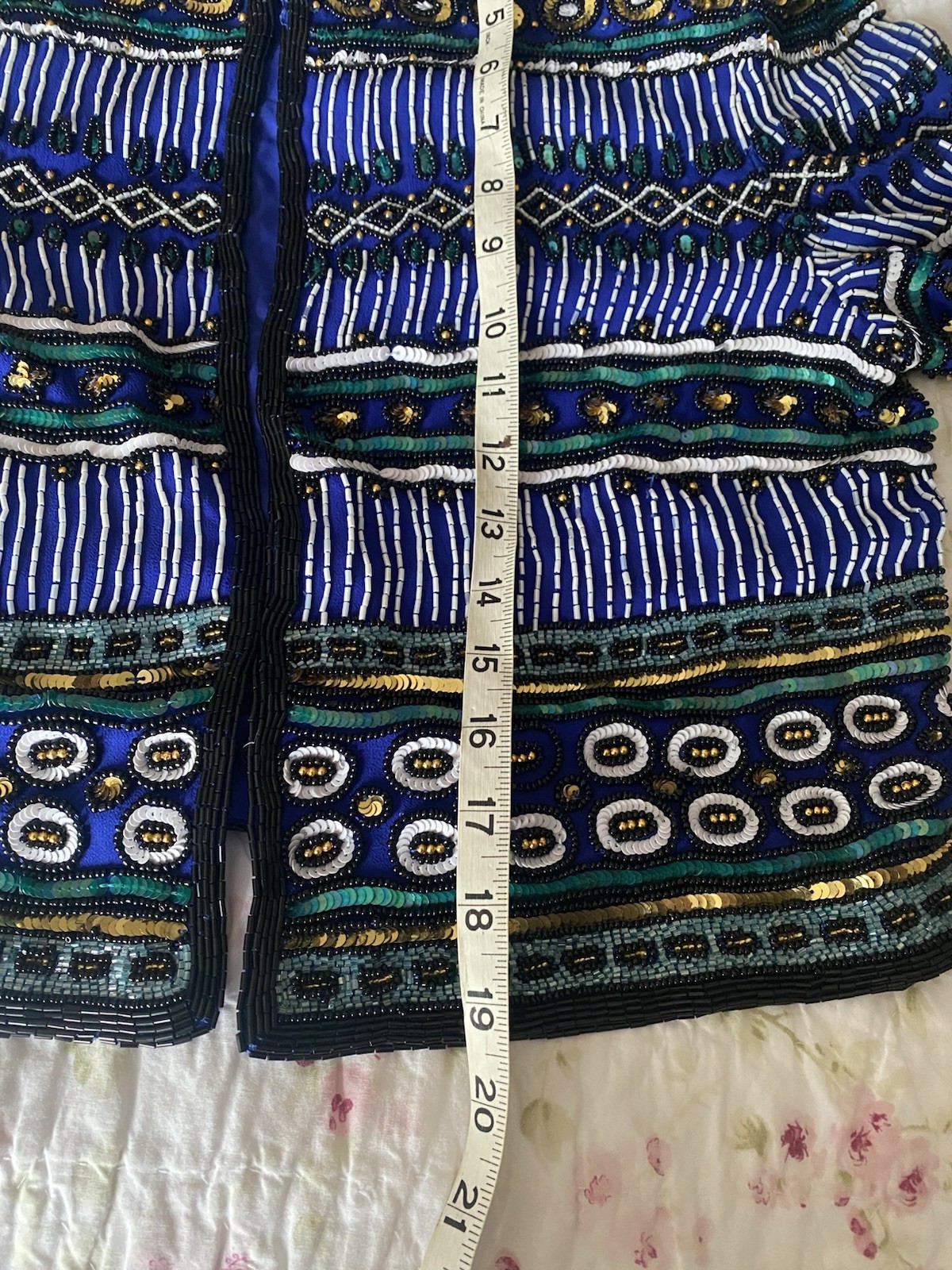 Stunning Vintage Beaded Blue Silk Jacket Niteline by Della Roufogali