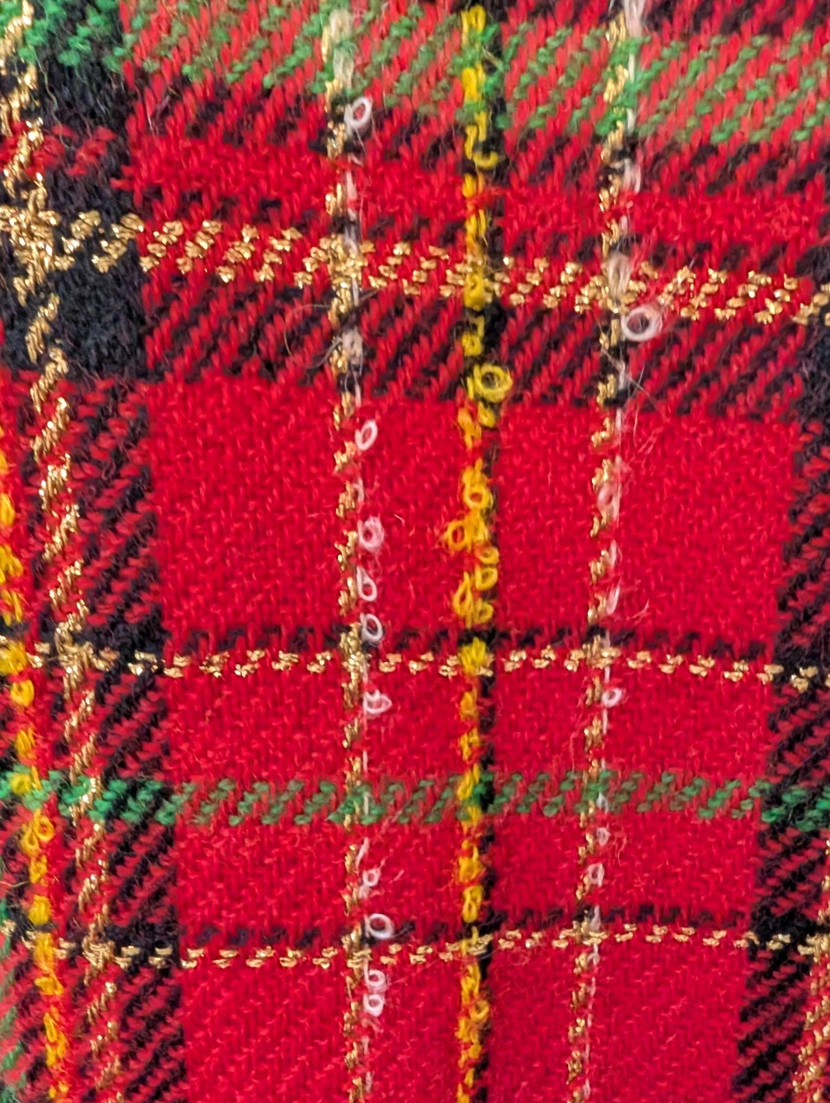 Beautiful Vtg Holiday Malbe Long Sz 10 Plaid Wool Skirt With Gold Thread
