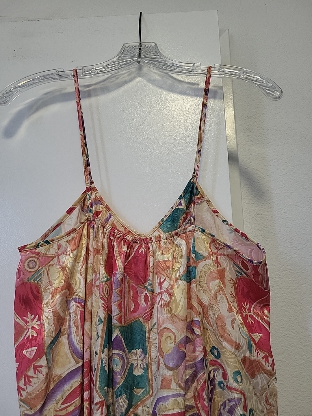 Mary Mcfadden Vintage Long Peignoir Set Gold Purple Pink Small