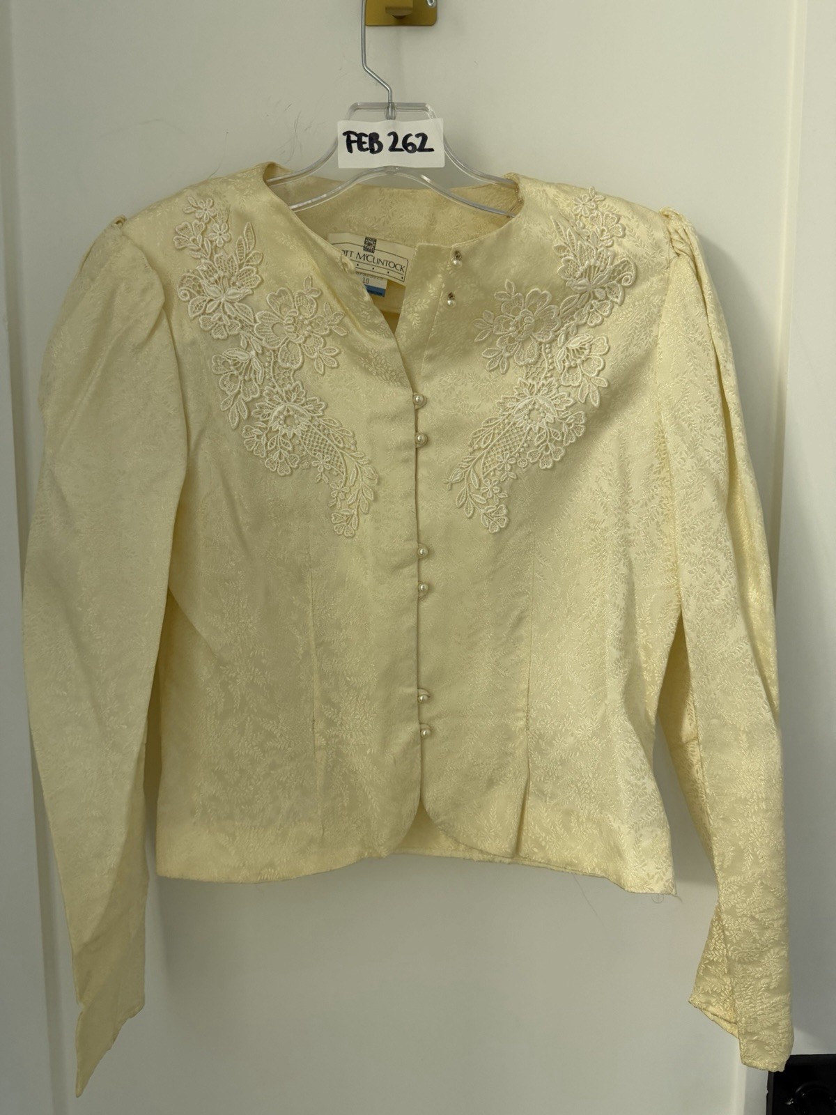 Dead Stock 80s Scott McClintock Ivory Embroidery Blouse Cottage Sz 10