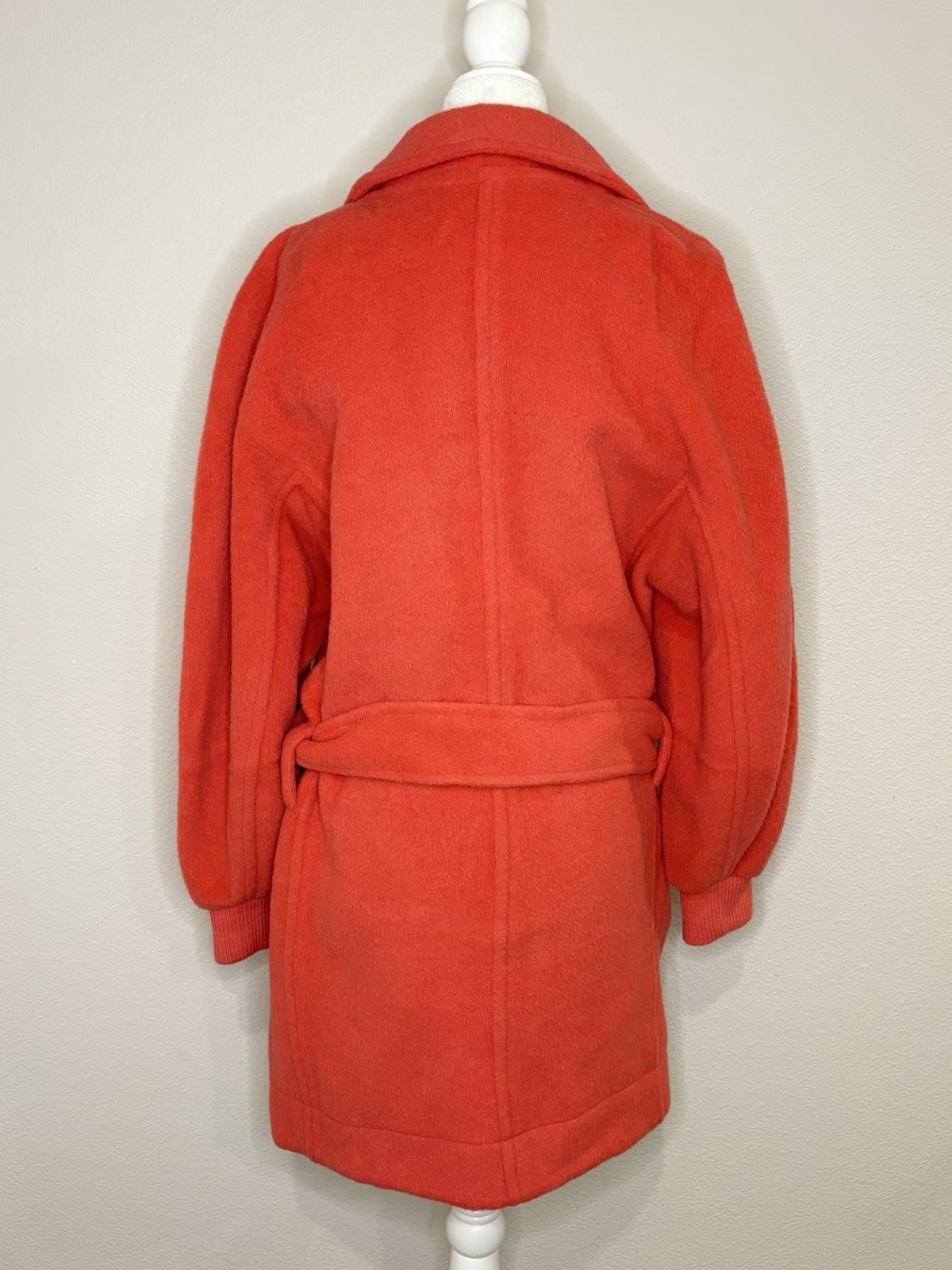 Rare VTG Claude Montana Coral Llama Cashmere Blend Oversized Robe Coat Size S/M