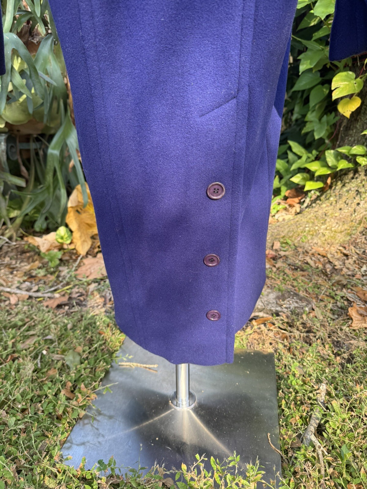 Vintage 100% Wool Trench Coat Purple Petite USA Union Made Retro S-M