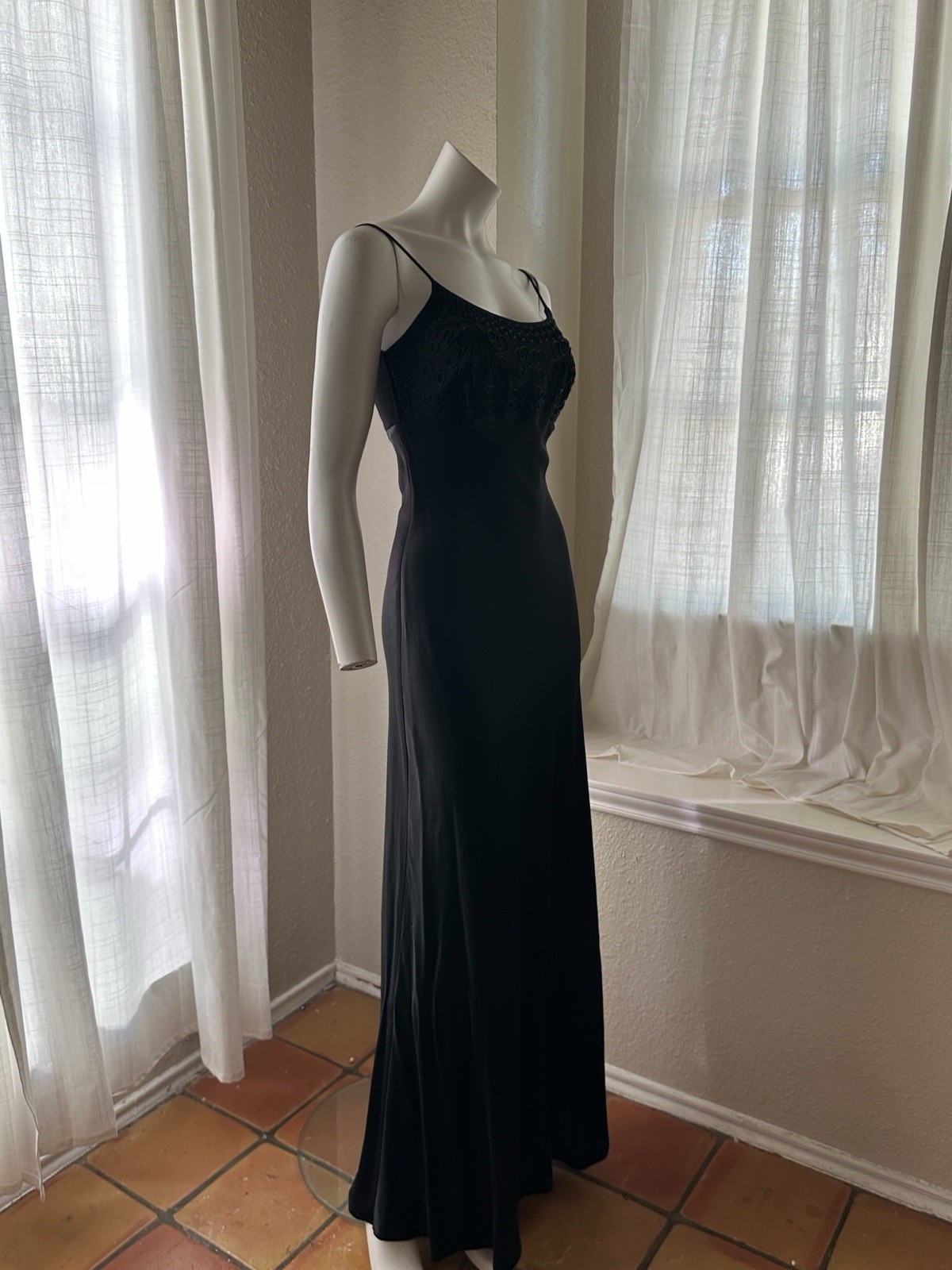 Vintage 90s Goth Grunge Vampy Satin Evening Dress Size Small