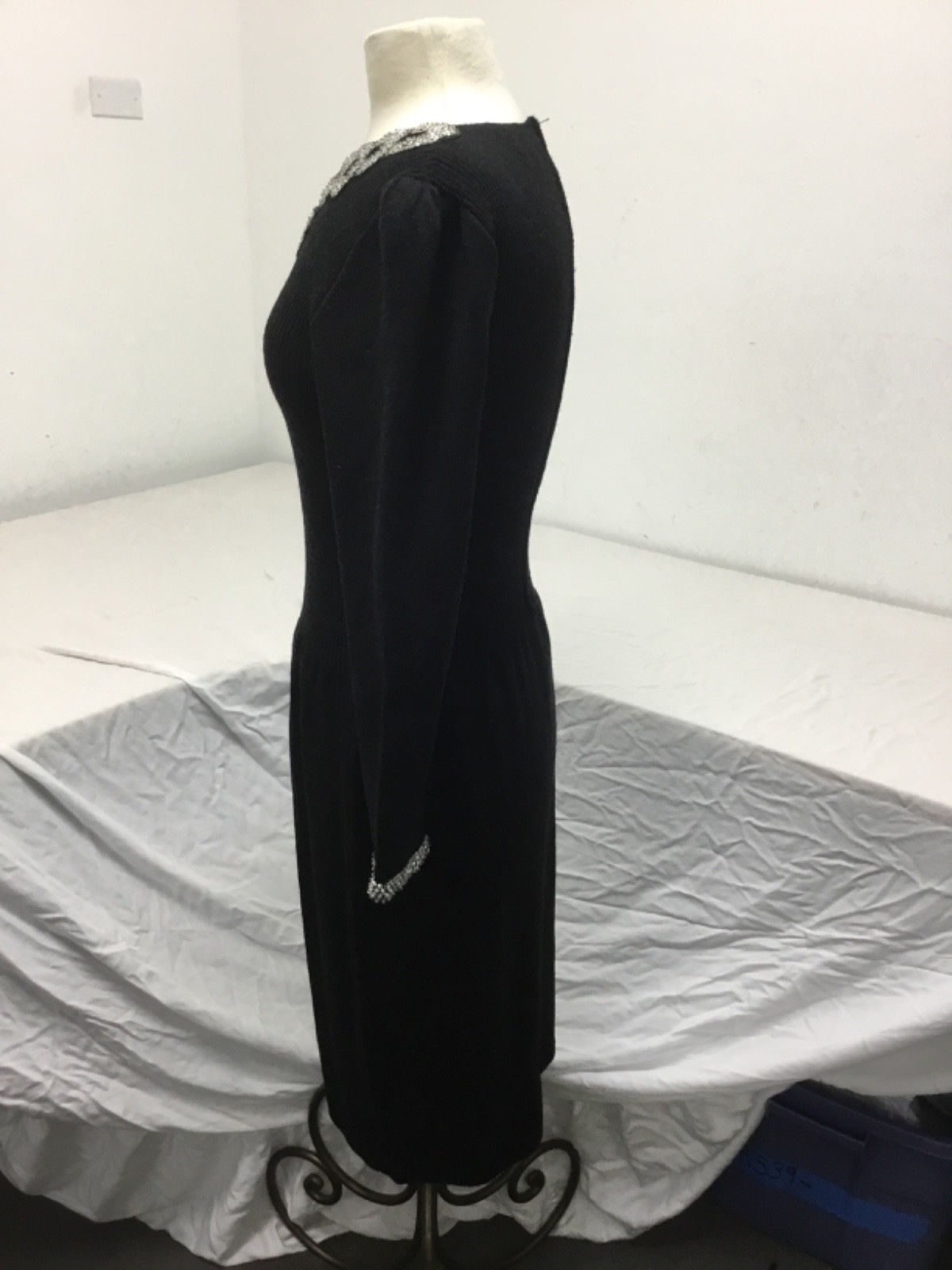 Don Sayres for Wellmore, Black Sweater Dress, Rhinestones, Sz 10, (SR549)