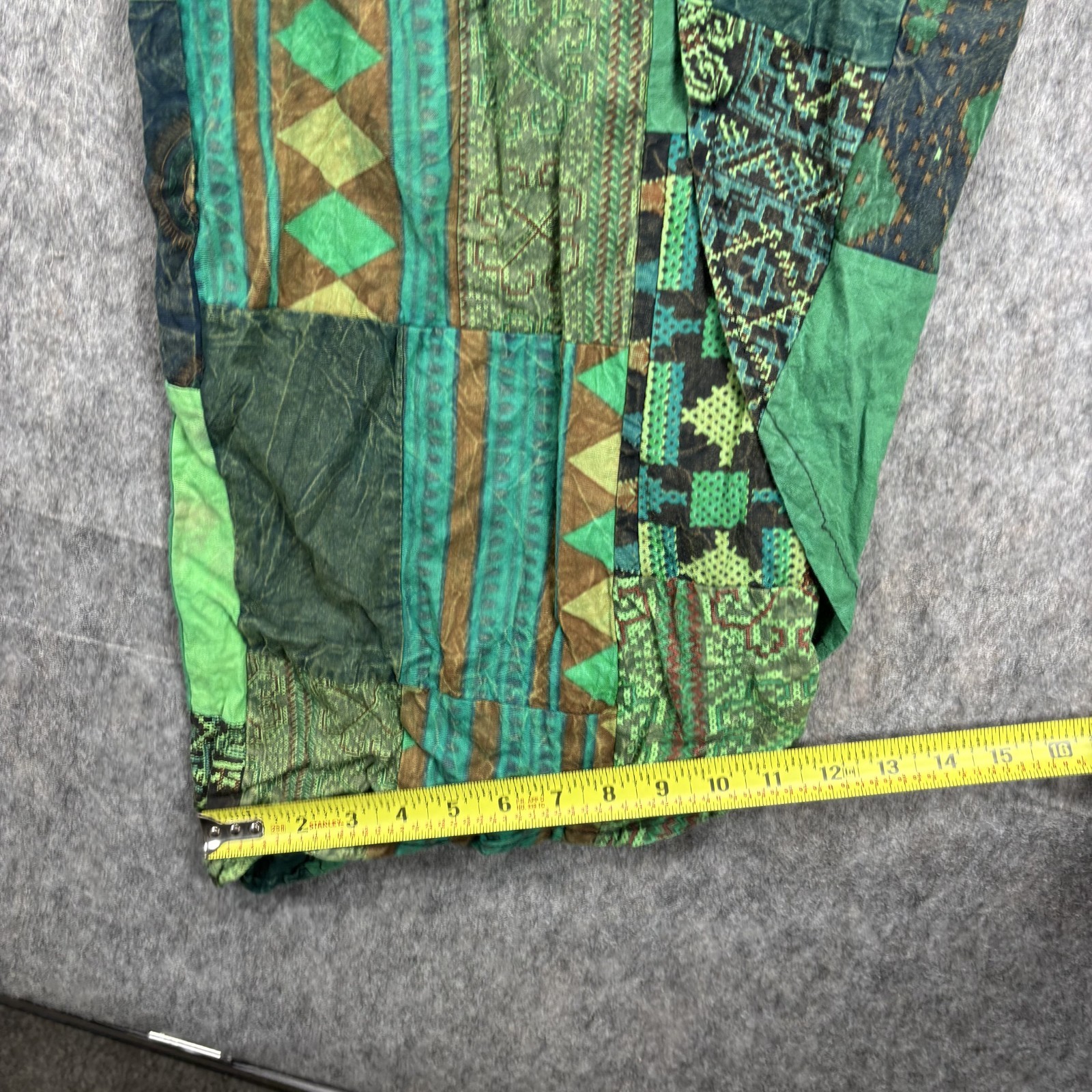 Vintage Kirat Pants Hareem One Size Patchwork Green 100% Cotton Patchwork Boho