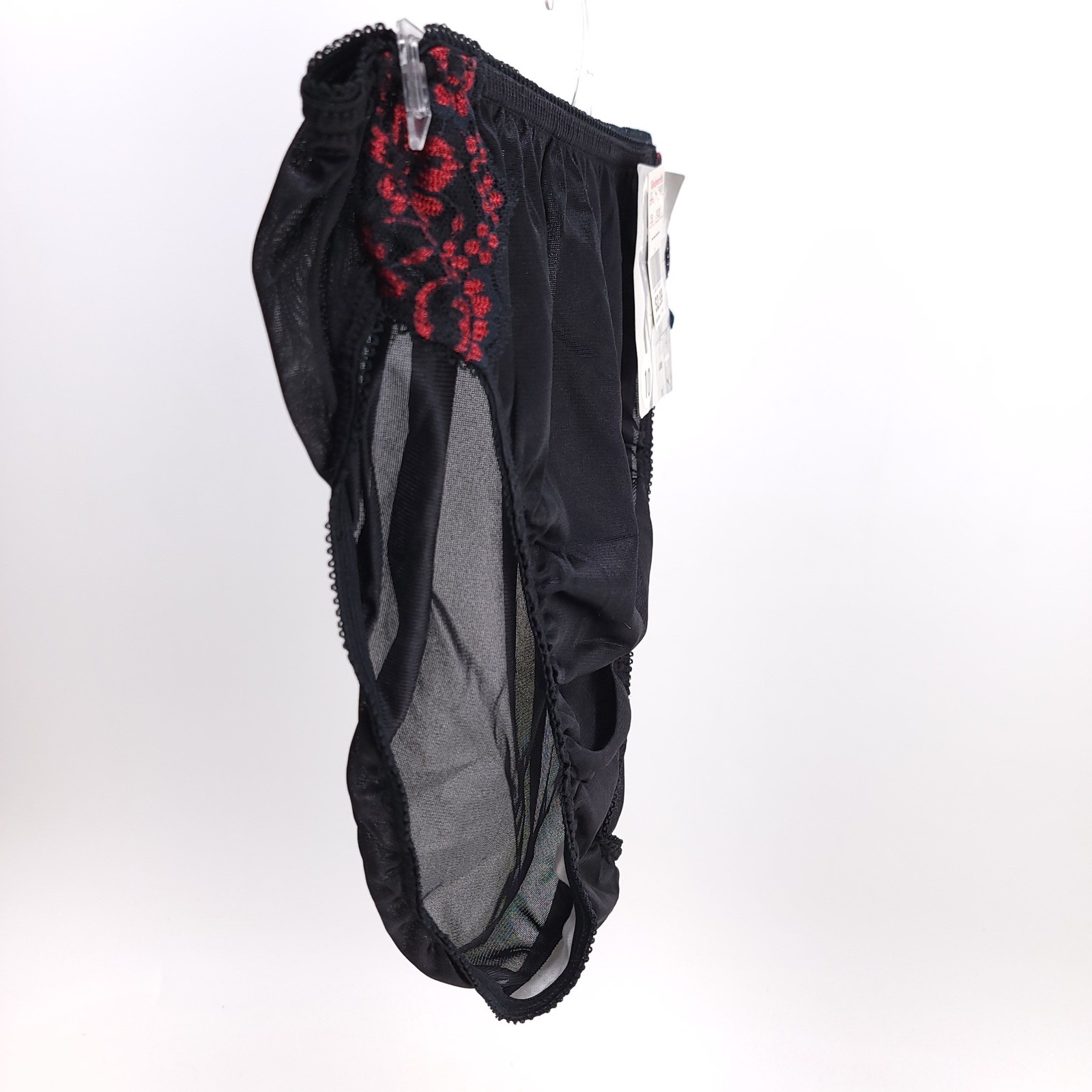 Vintage Nantucket Industries Black Red Lace High Cut Brief Panties Size 10 NOS