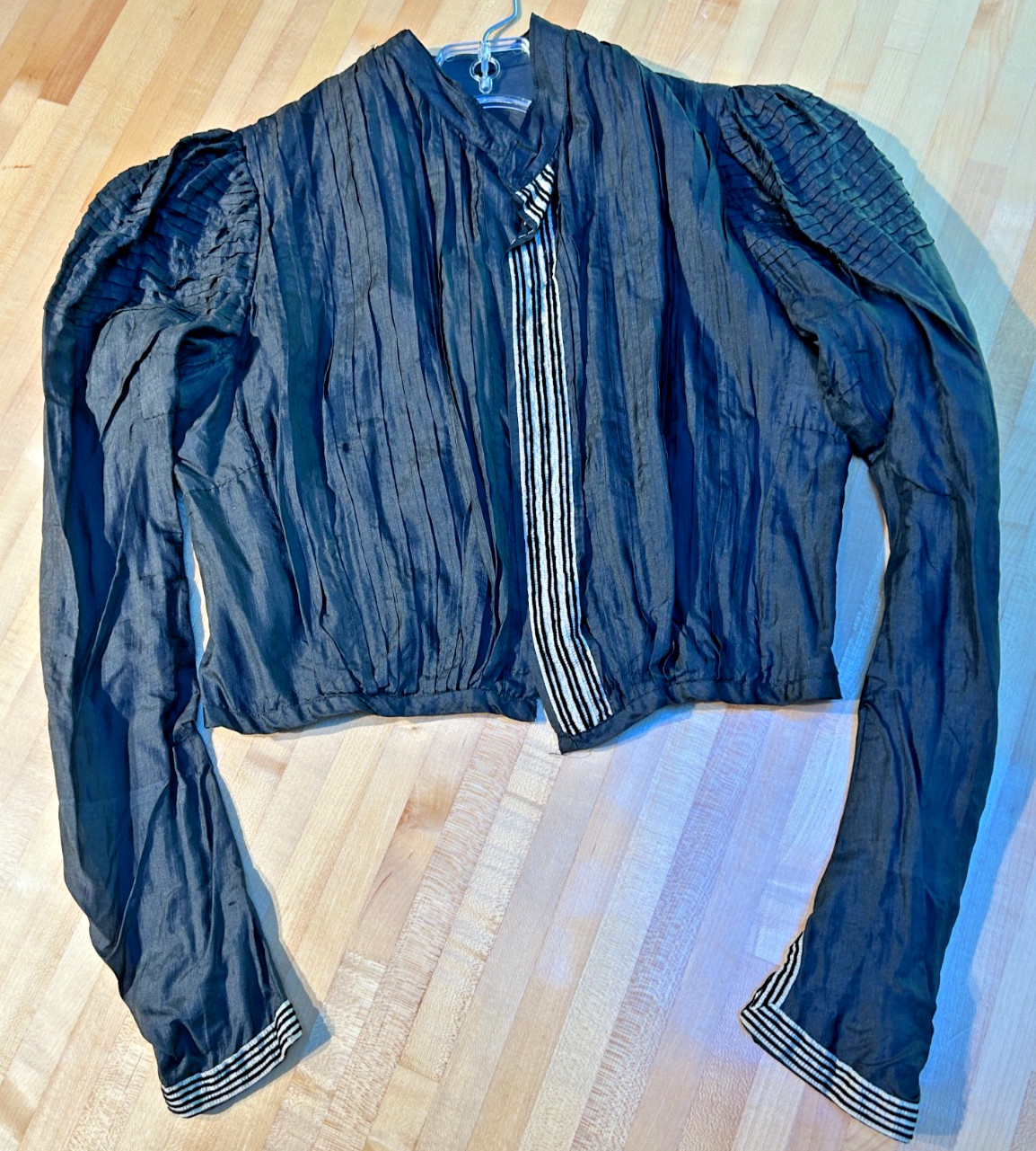 Antique Edwardian/Victorian Woman’s Black Blouse w/ black & white trim Mourning
