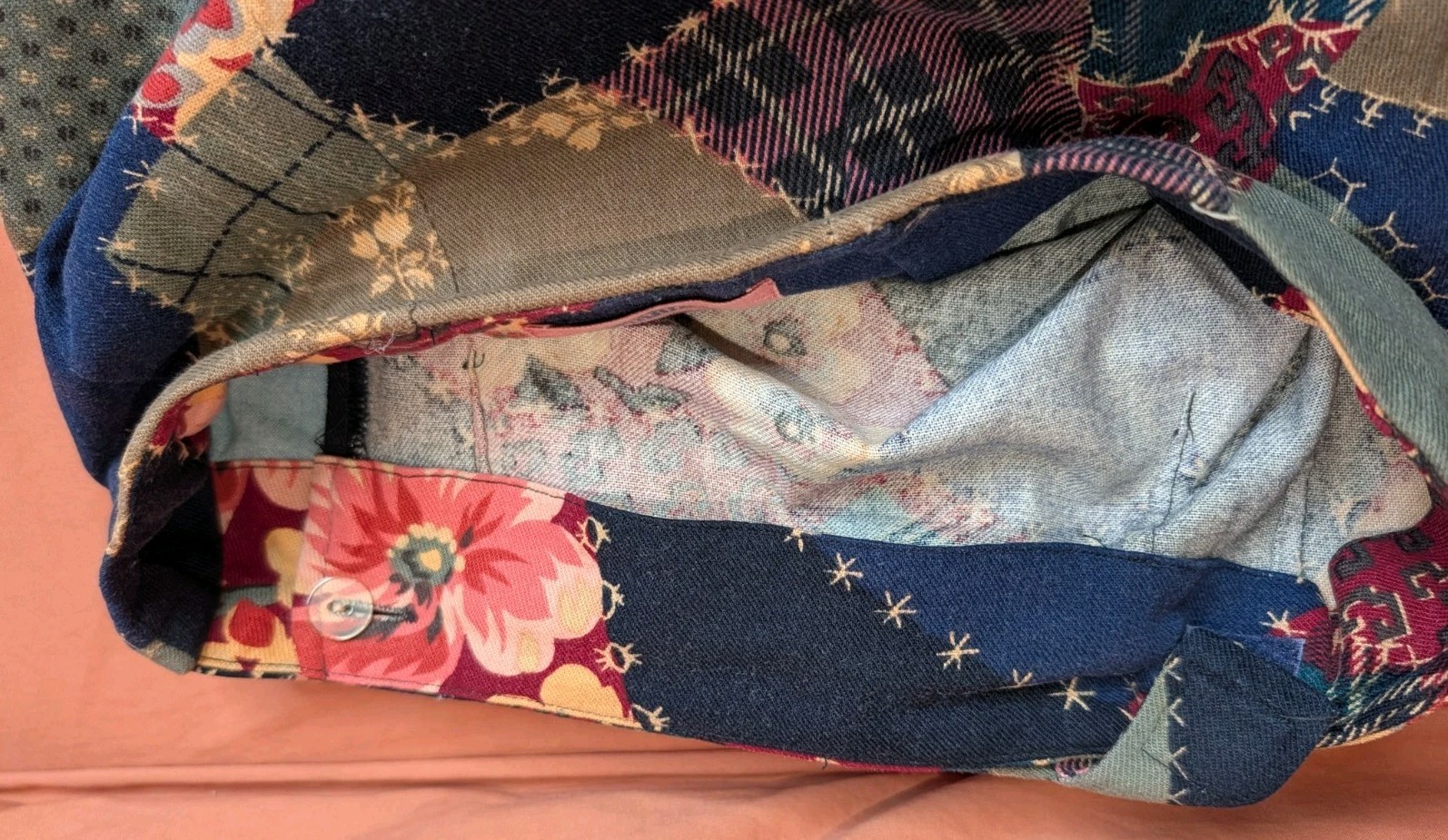 Vntg 90s Wrap Skirt Cambridge Dry Goods Patchwork Cotton Cottagecore Boho Maxi L