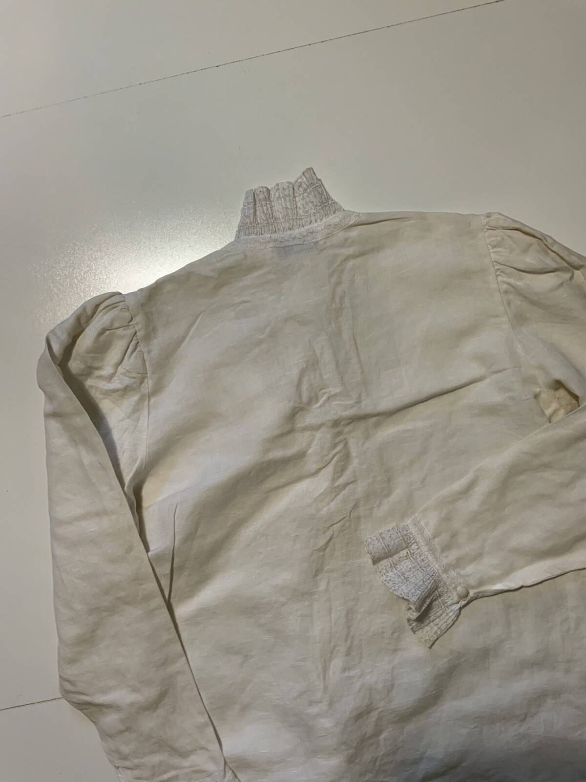 VTG Gary Frederic Cottage Core Victorian Style Lace Double Breasted Button Shirt