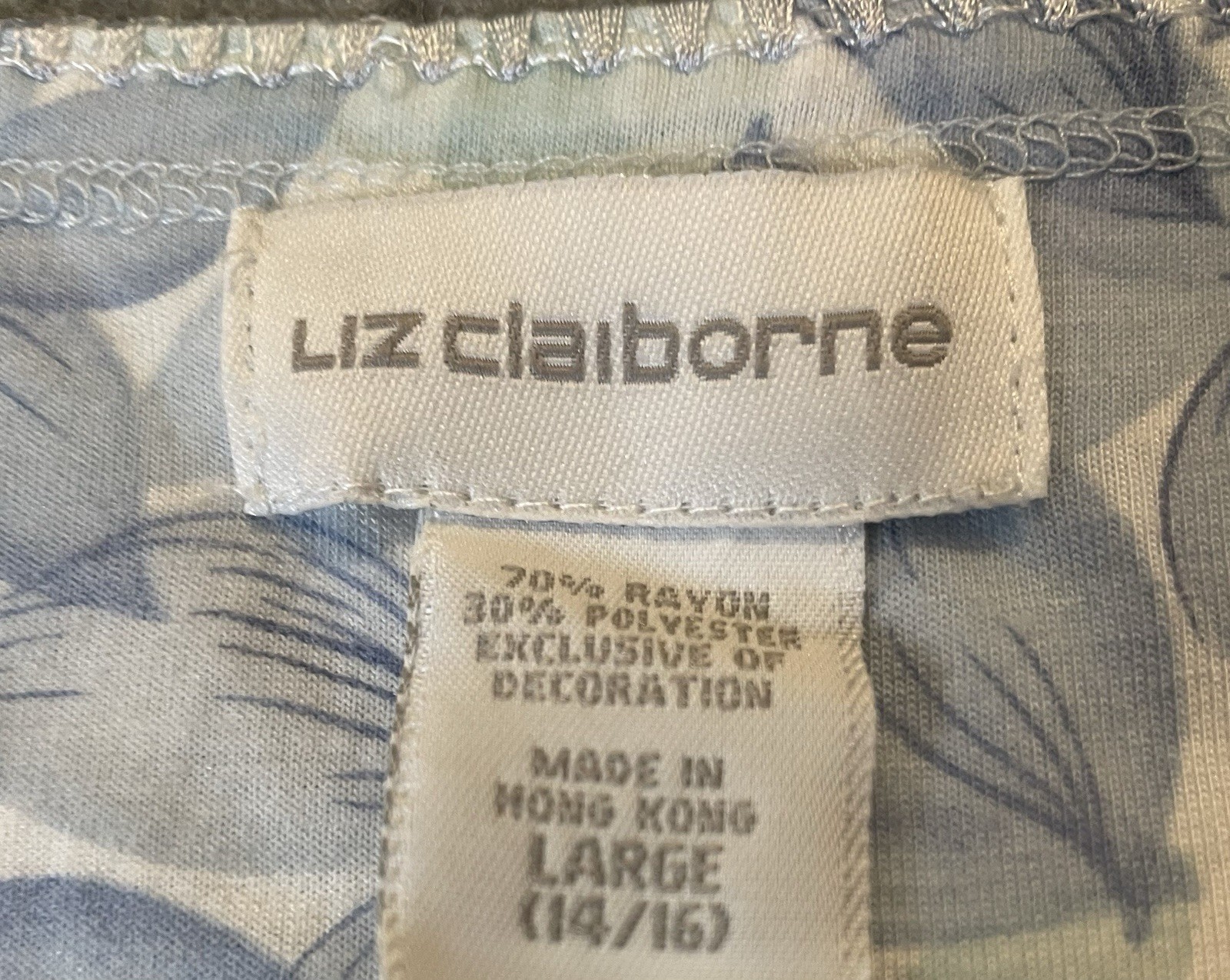 Vtg 70s Liz Claiborne Nightgown Sz L House Dress Blue Floral Lace Trim Hong Kong