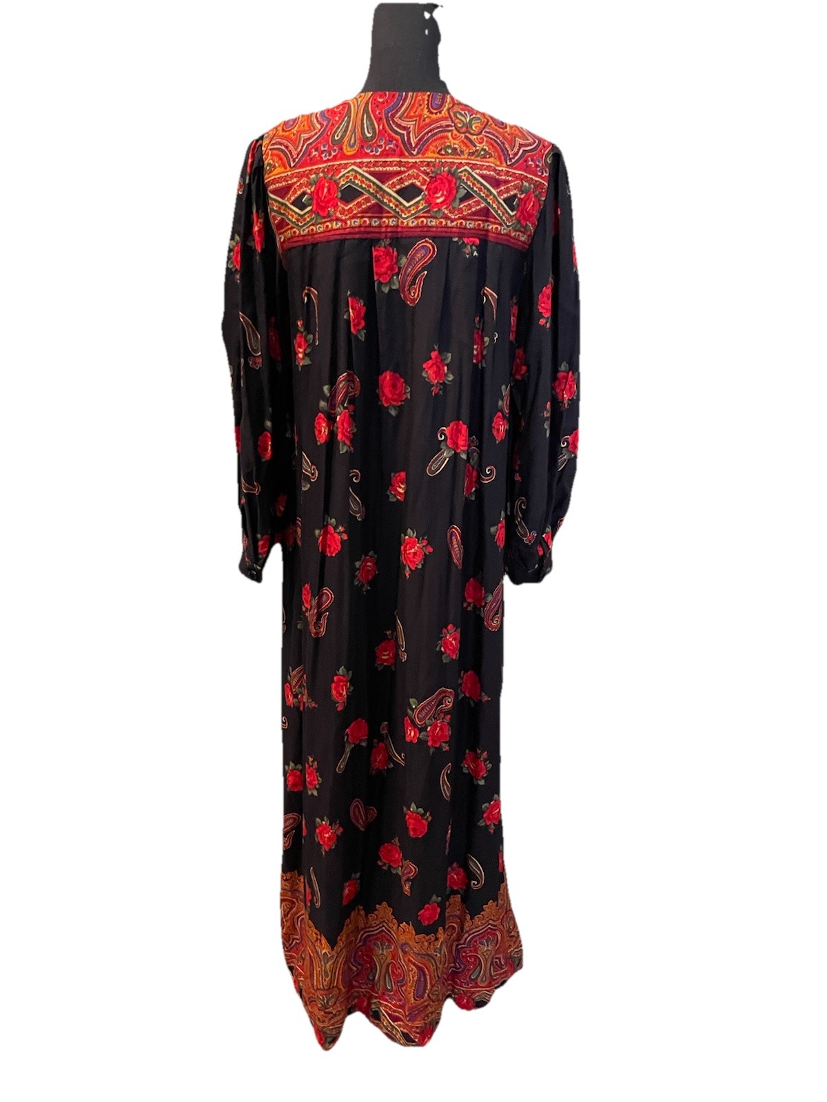 VTG Ruth Norman New York Maxi Caftan Large Paisley Floral Boho Prairie Cottage
