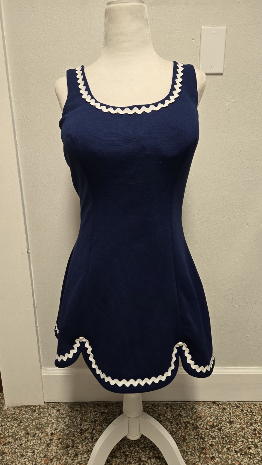 1950s Vintage Sandcastle Swimsuit, Navy And White