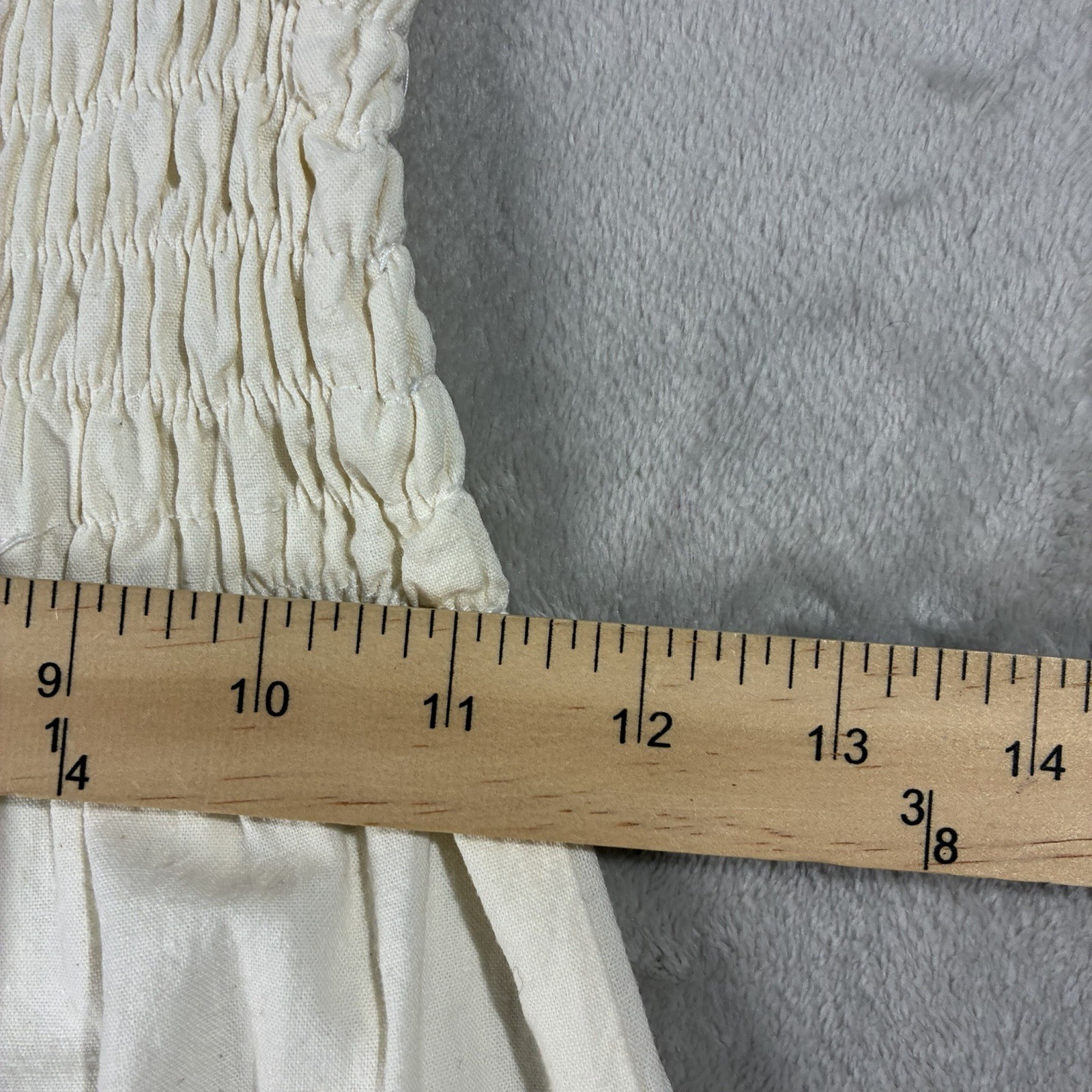 VTG de Jac Bol Cotton Floral Embroidered Smocked Sundress Maxi Ivory Womens S