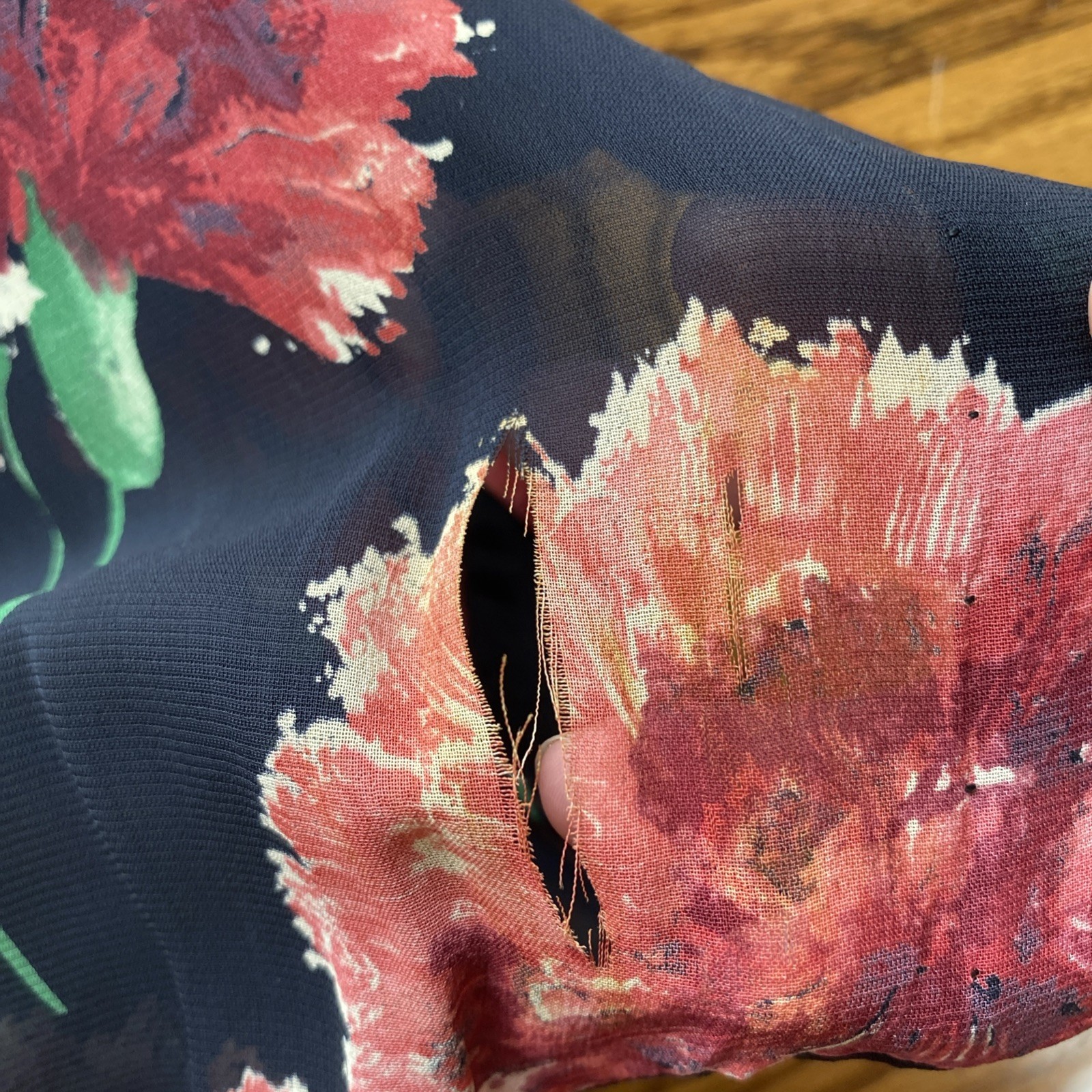 Vintage 1940s floral print carnations day dress AS IS WITH DAMAGE