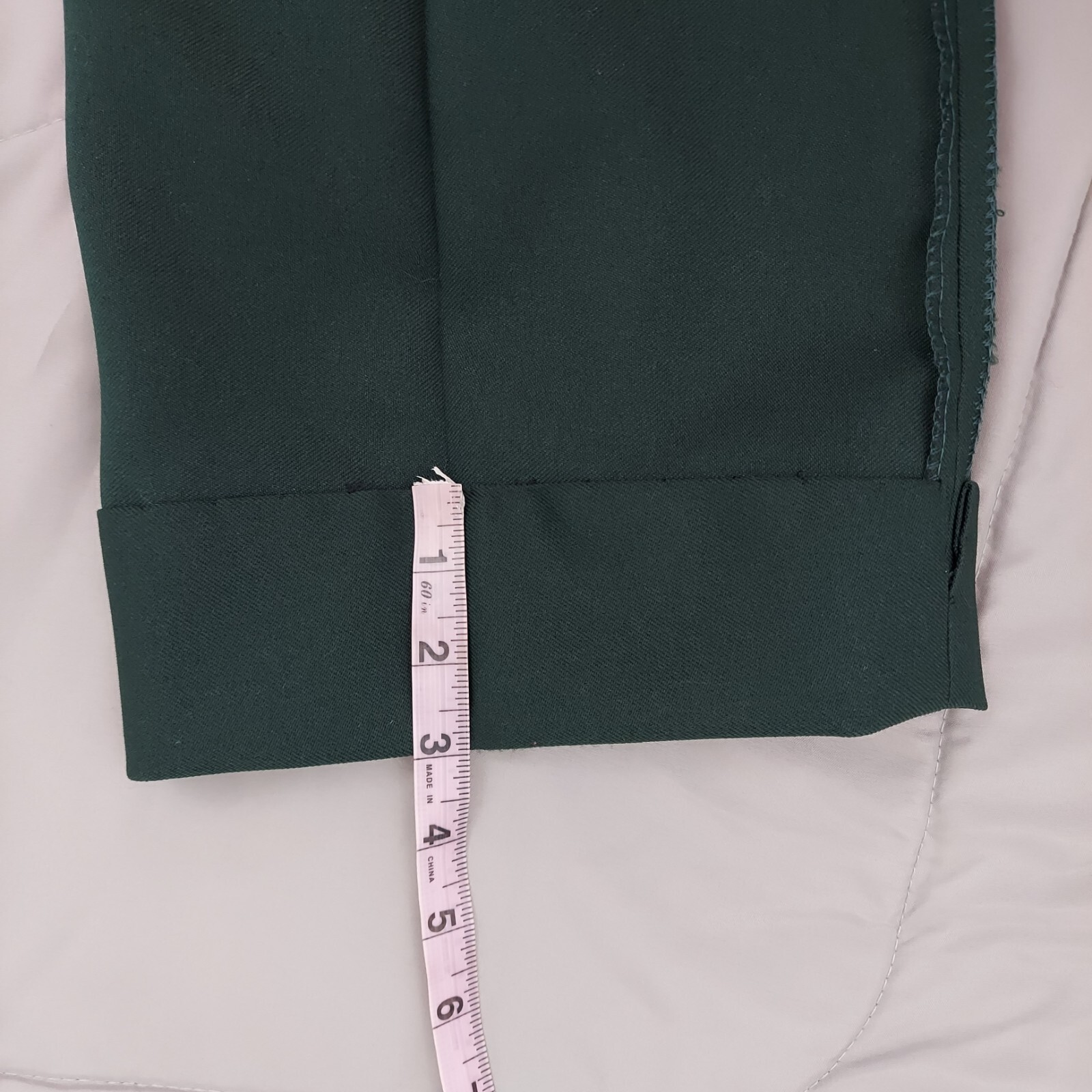 VTG 70s Haggar Green Polyester Pants USA Made Hemmed Capri 32×25 Grandpa Core