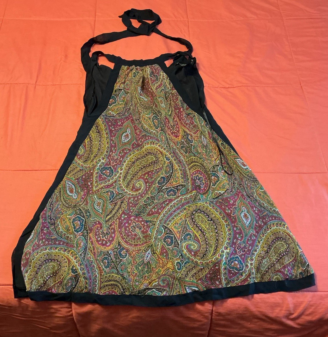VTG Y2K GUESS Halter Neck Paisley Sundress Boho Tie Back