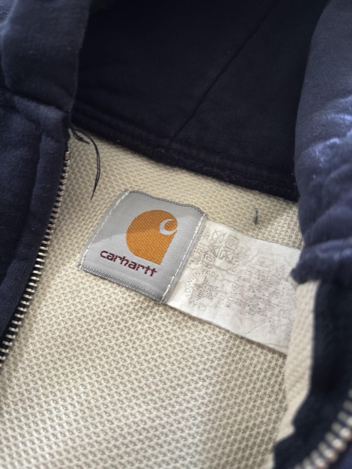 Carhartt Thermal Lined Zip-up Navy Faded Hoodie
