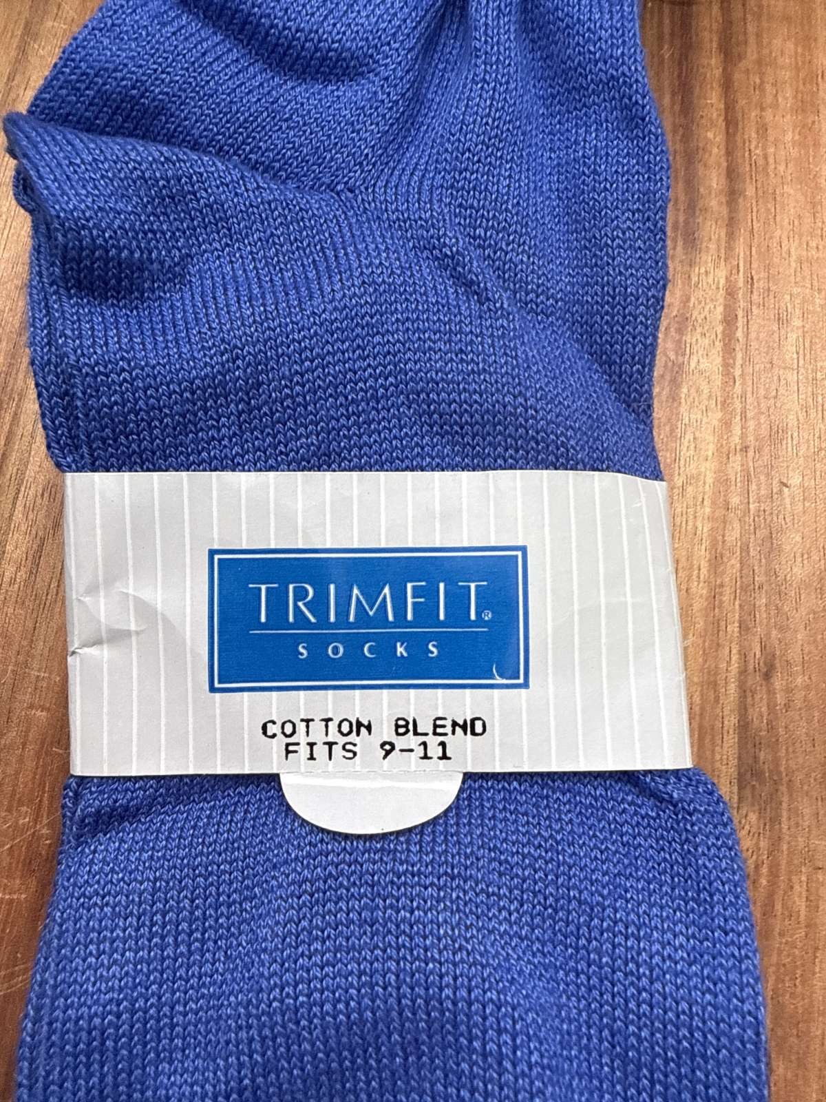 Vintage 1980s Trimfit Blue Cotton Blend Socks Size 9-11 USA Made