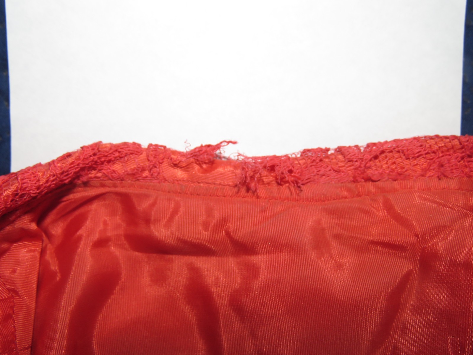 Vintage 1960s Red Lace Dress: Dress w/ bolero jacket. Has defects