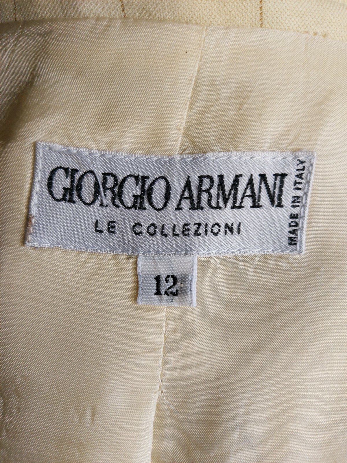 VTG Giorgio Armani Le Collezioni Italy sz 12 Beige cream pinstripe Blazer Jacket