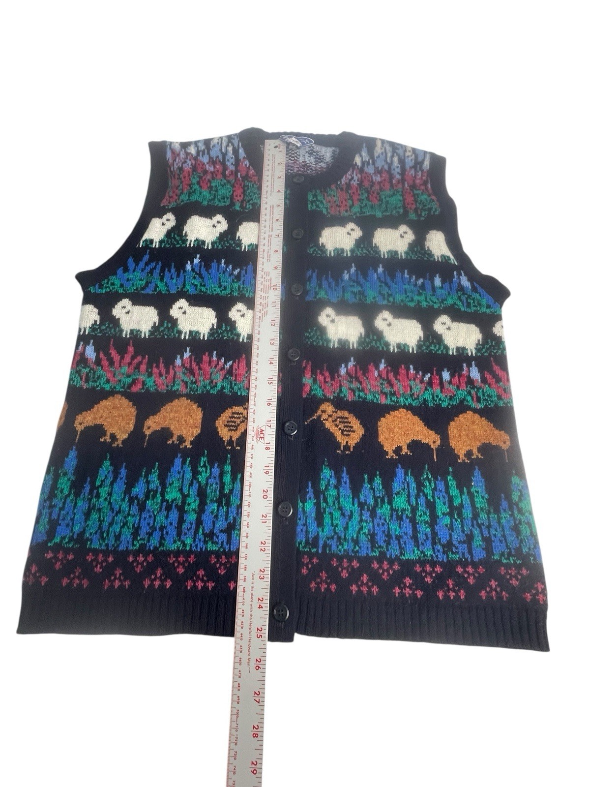 Vintage Scan Alp Wool Vest Women’s S New Zealand Sheep Kewi Button Front