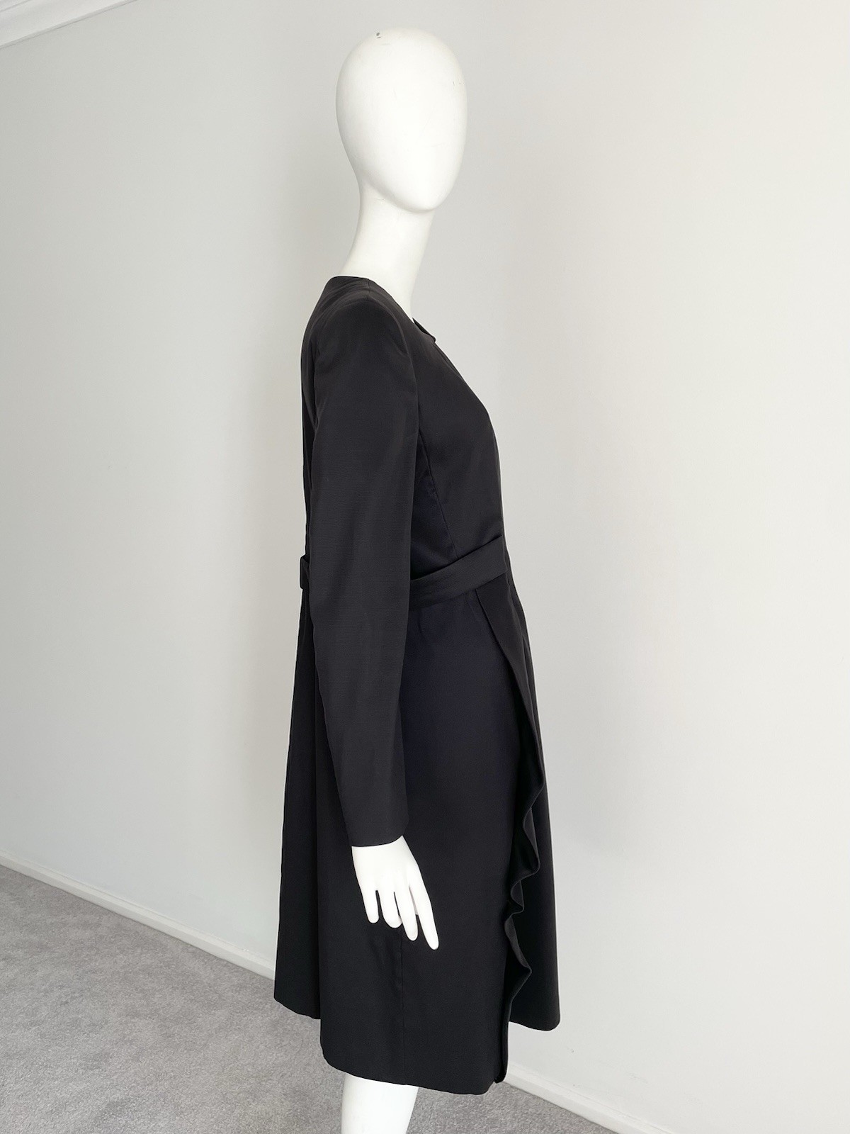 Prada Fall 2008 Runway Look #2 Coat Long Black Ruffle Women’s Size 44 Designer