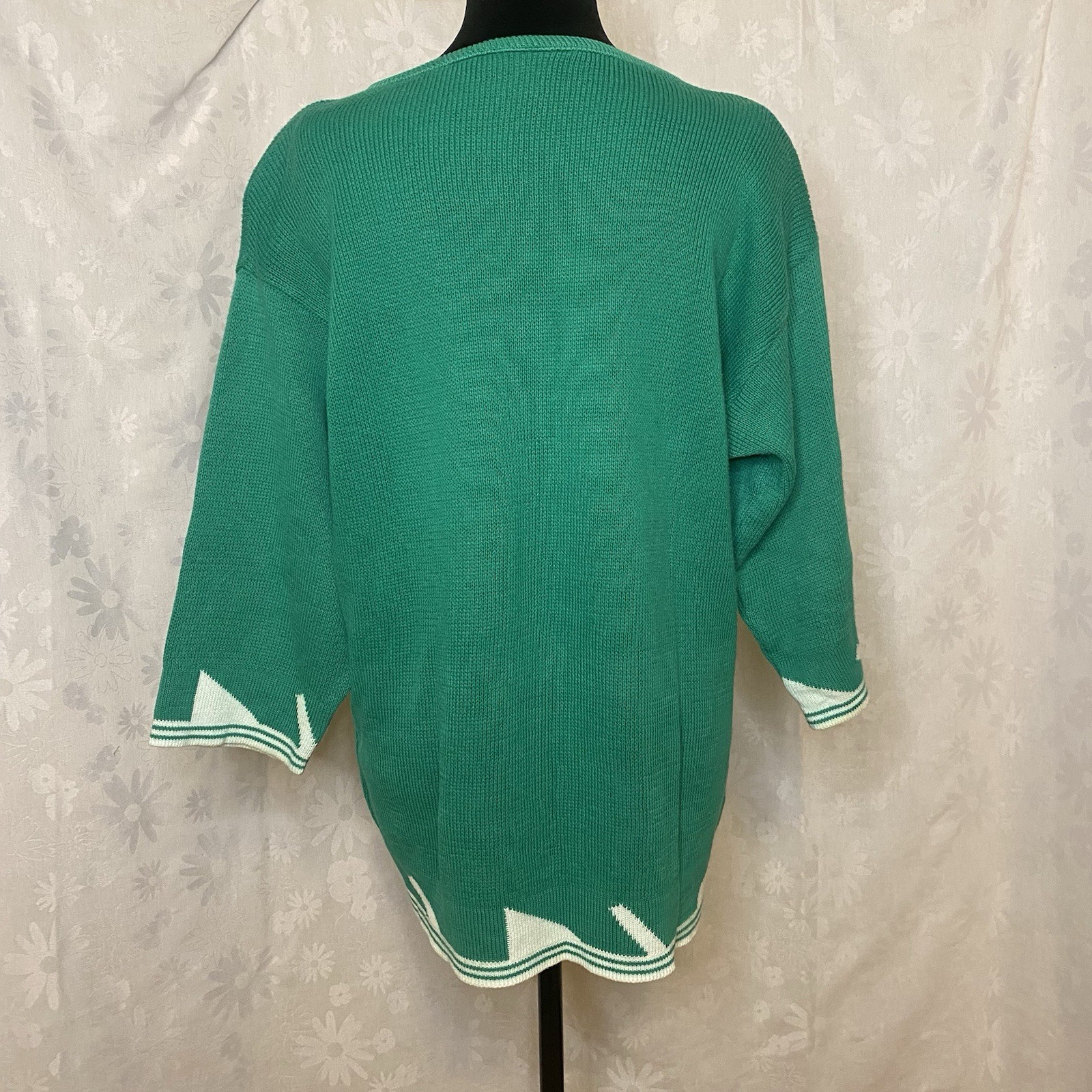 Vintage Aileen Cotton Knit Tunic Sweater Top Retro Midmod MCM Style Holiday Sz M
