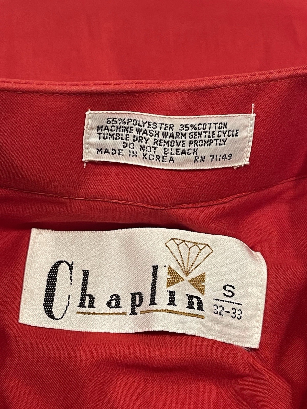 Chaplin Red Western Wear Women’s Shirt Glitter Sequin Stars Embroidered Small