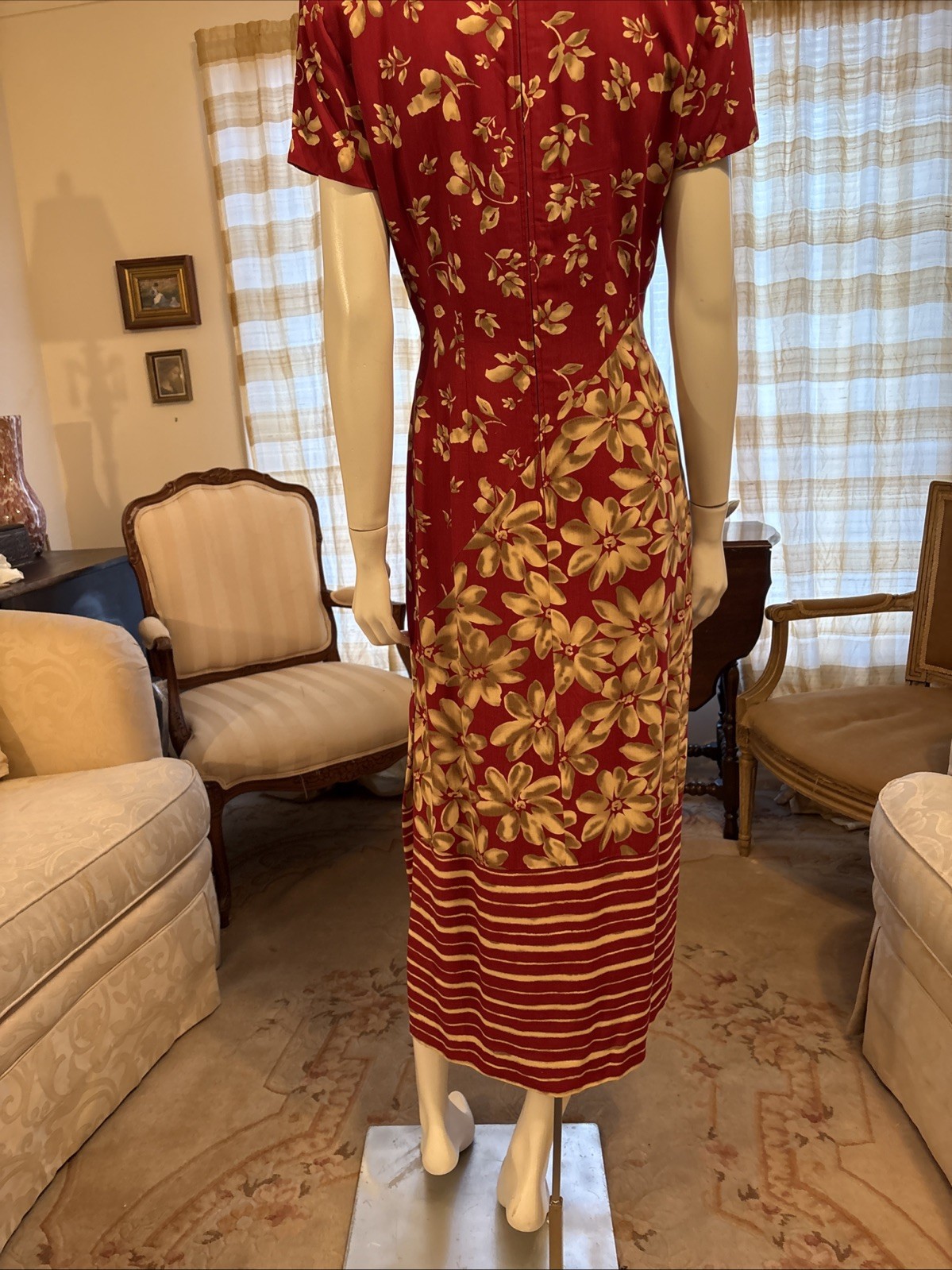 Vtg Donna Morgan Floral Maxi Dress Red With Flower Pattern Sz 4 Beautiful