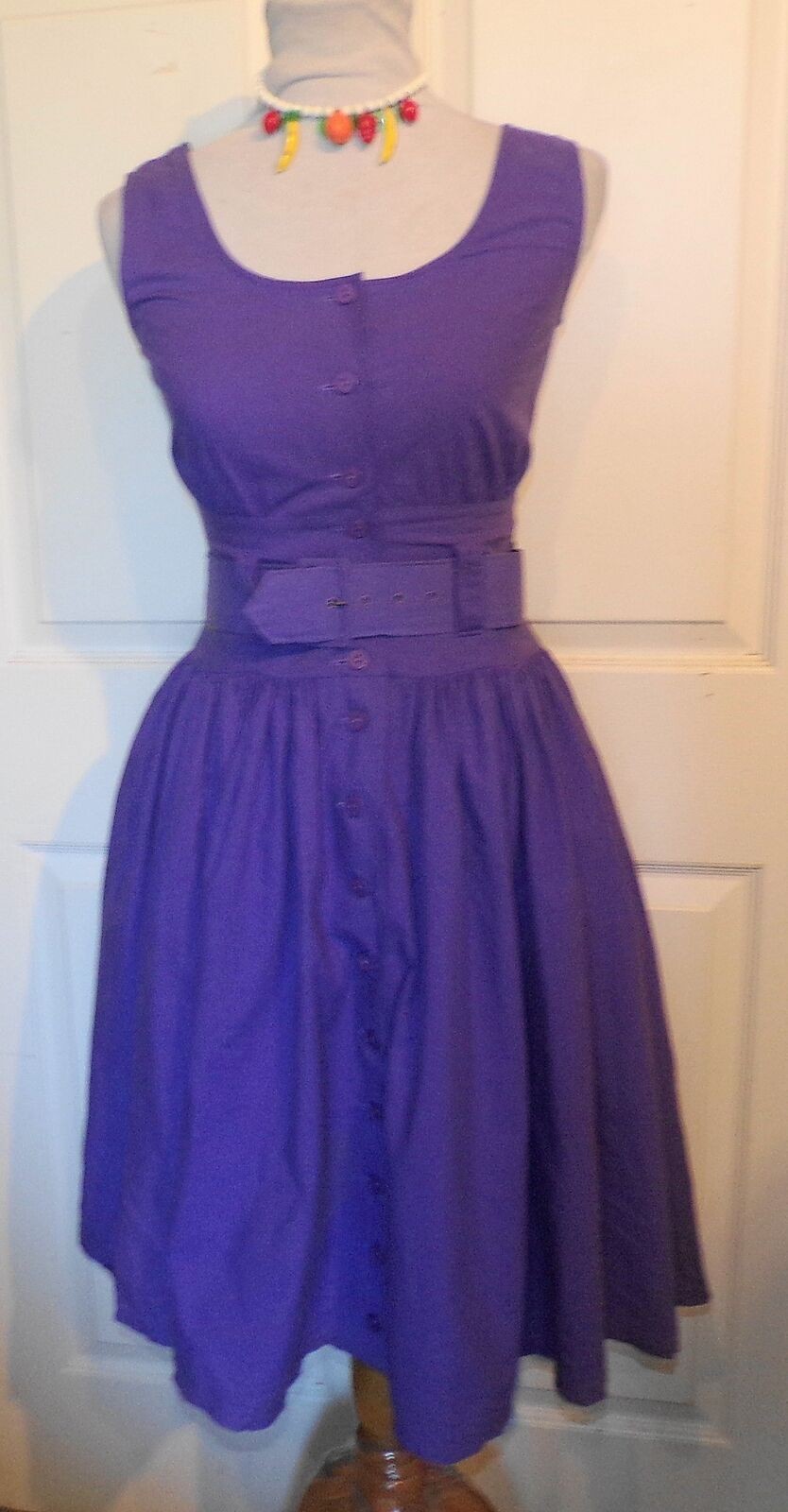 Vintage 80s Purple Cotton Sun Dress Impromptu Size 5 / 6 B34