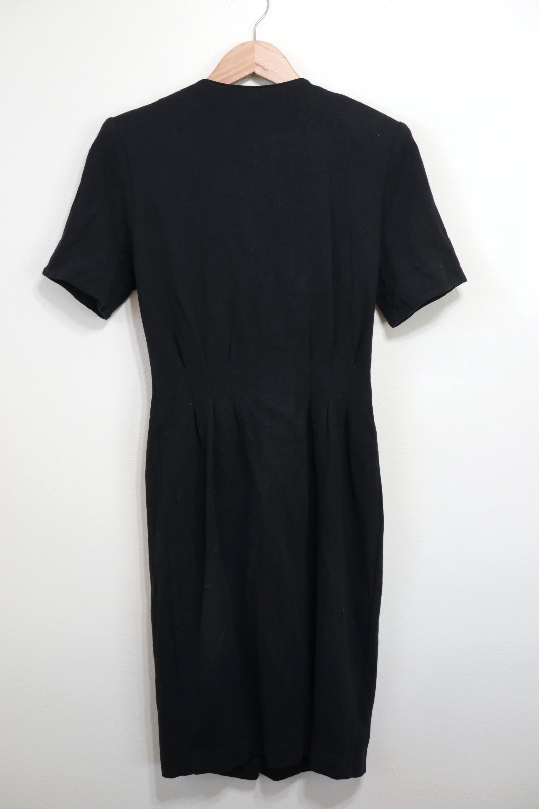 90s Vintage Cynthia Howie Black Knit Jersey Big Buttons Sheath Dress Women XS S
