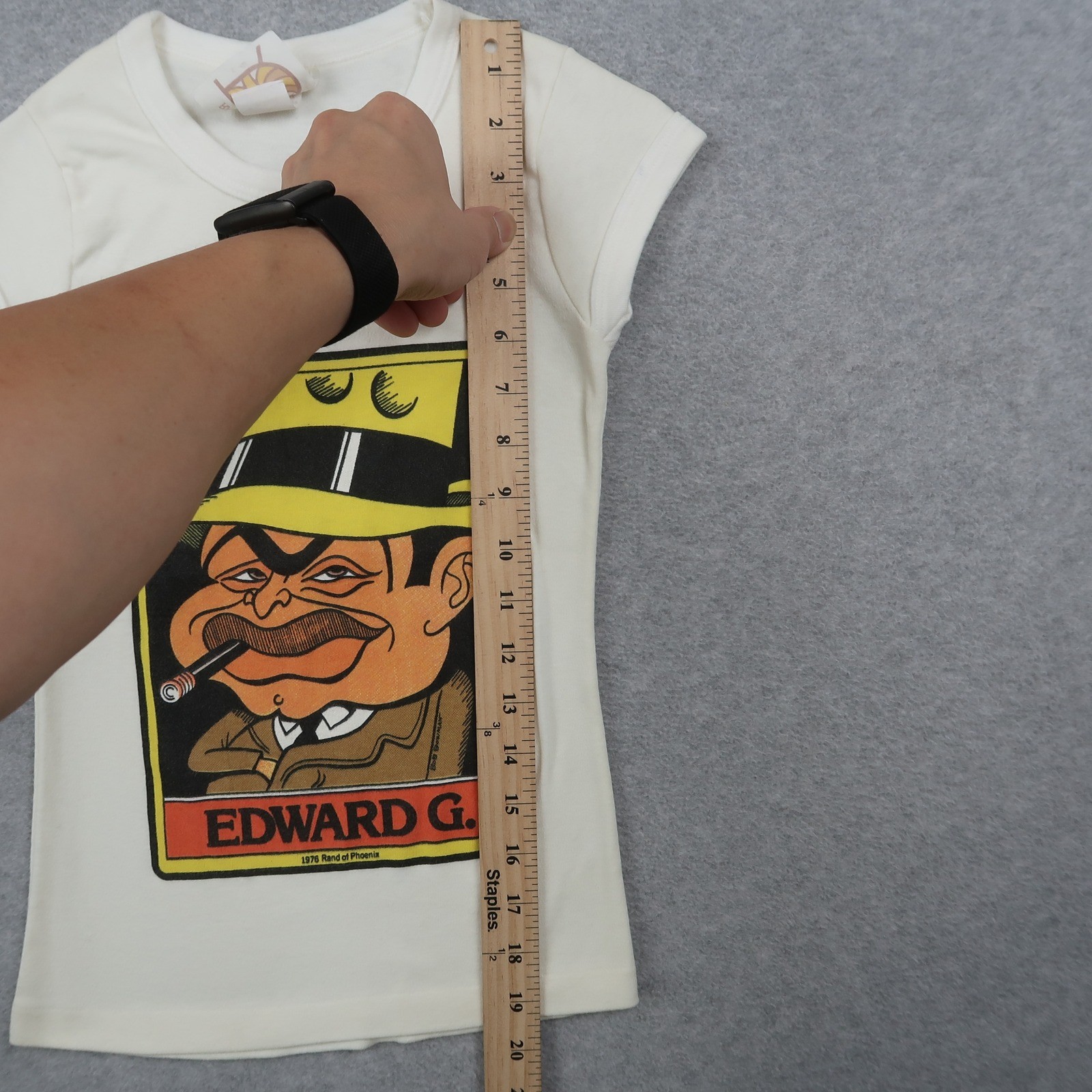 Vintage 70s 1976 Rand of Phoenix Edward G Robinson T-Shirt Womens M Actor White