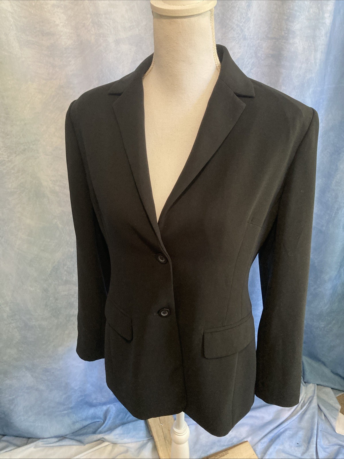 Vtg 90s Y2K Boston Proper Black Blazer Jacket 8 Tailored Lined Shoulder Pads