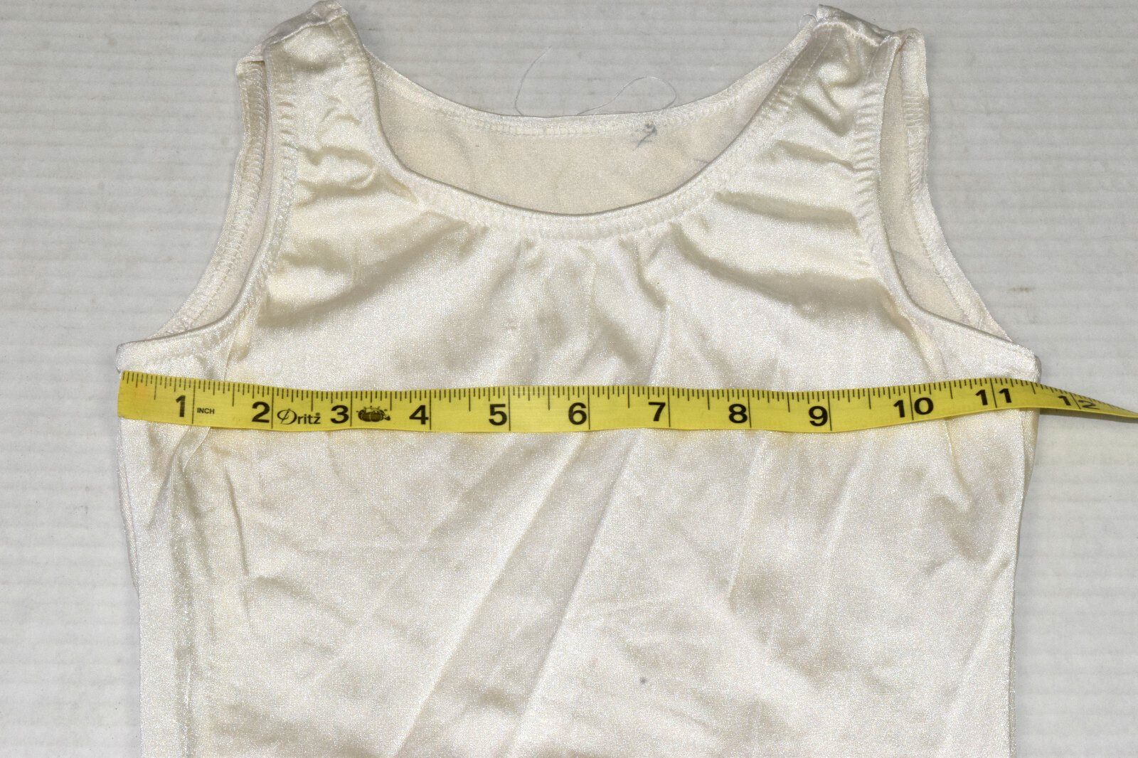 Vintage Leotard Costume Gallery Size XS 80s Shimmery White Stretch Made USA