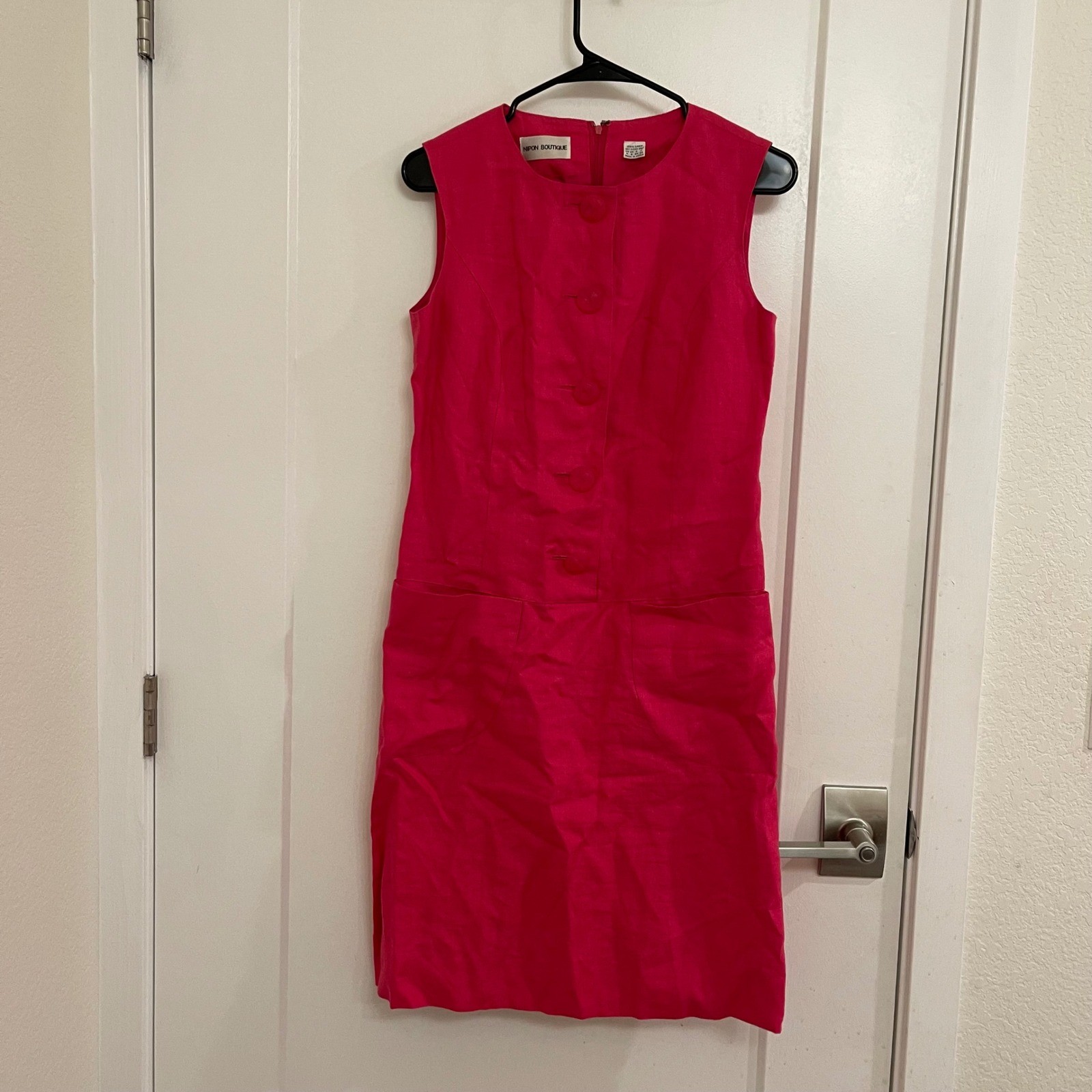 Vintage Albert Nipon Boutique Linen Pink Midi Dress Chic Old Money Preppy
