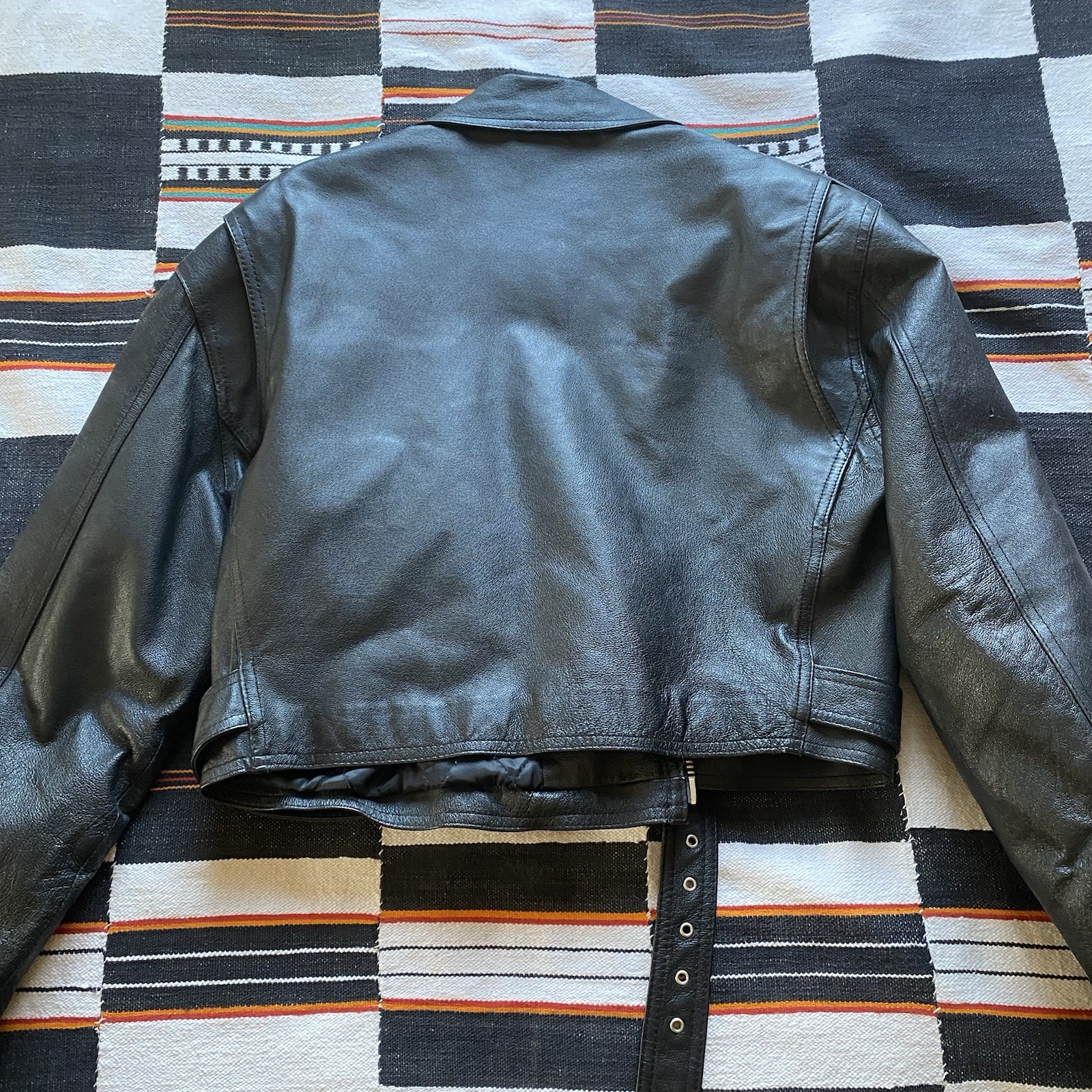 Vintage Taxi 80’s Leather Cropped Jacket. Biker Core. Motorcycle. Unisex. Large.