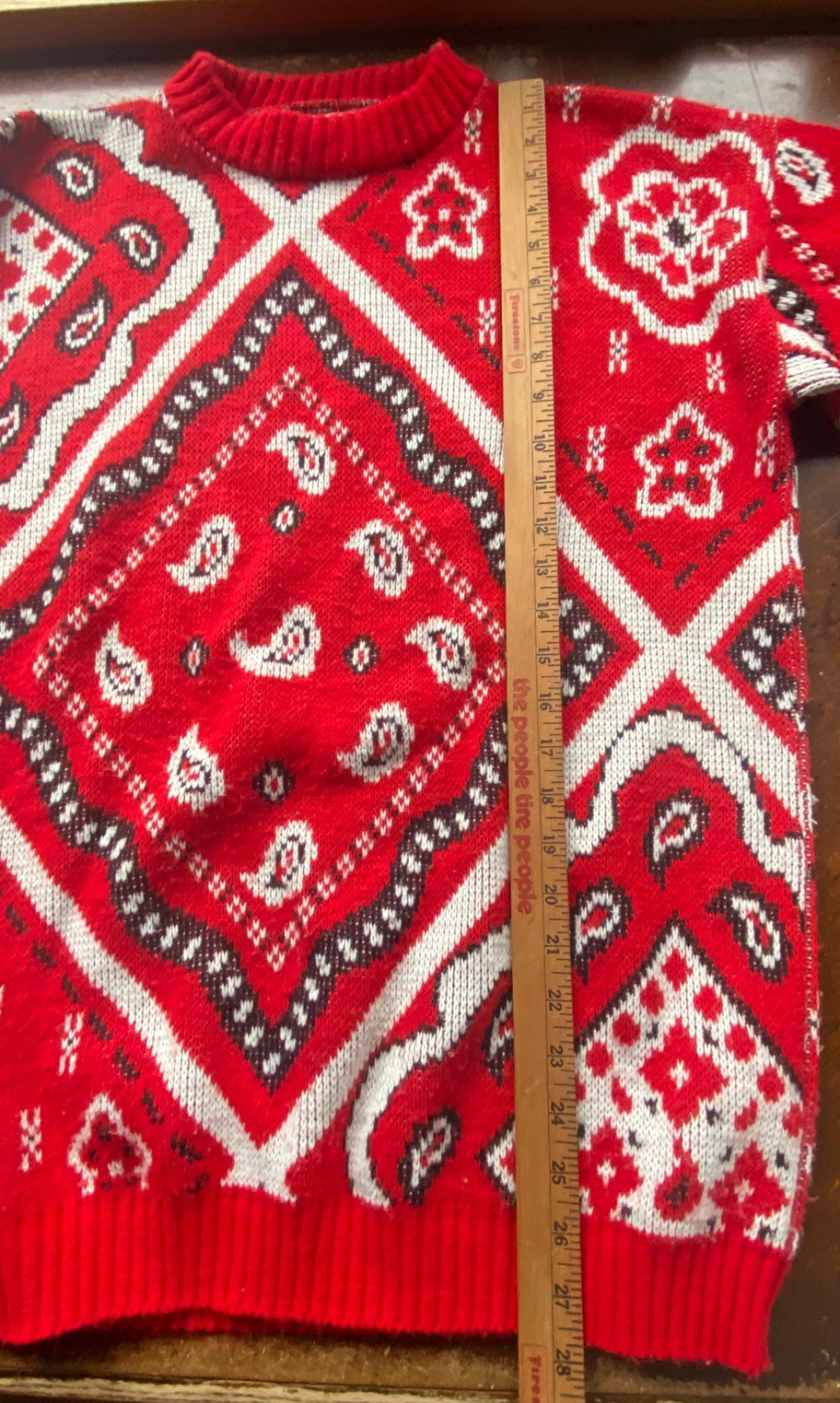 Traffic Jam Vintage Sweater Bandana Red Western Size M? Acrylic USA