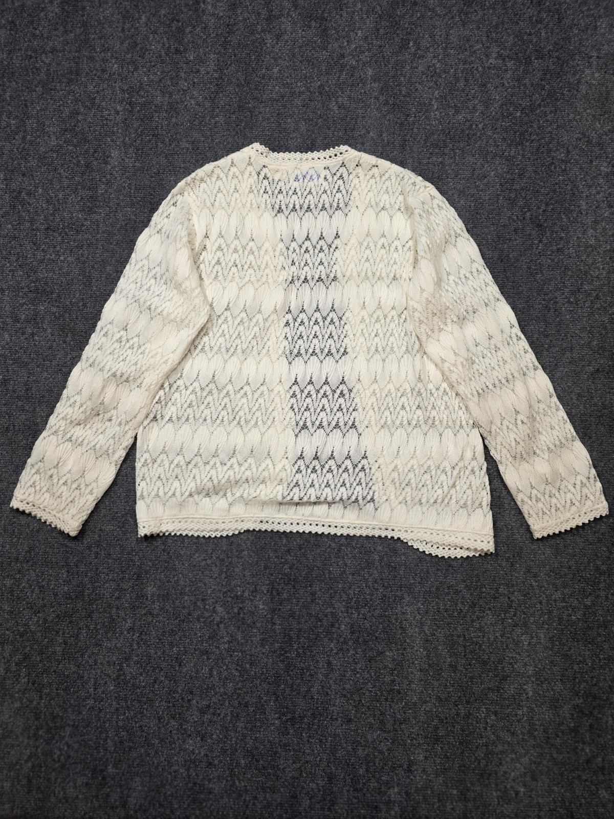 Vintage Crochet Lace Open Cardigan Mesh Sweater Top Shrug Cottagecore Womens