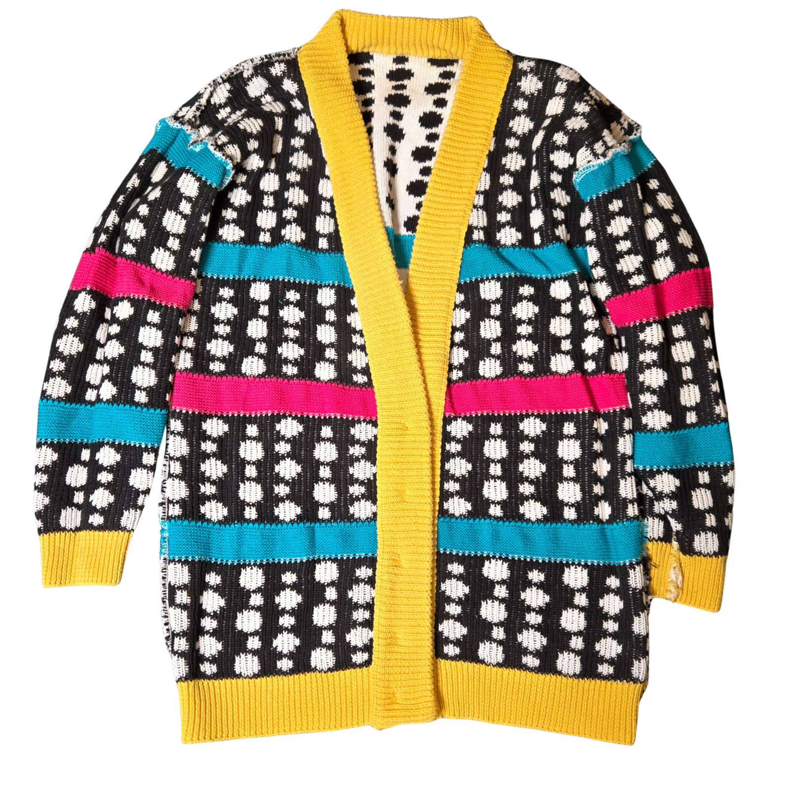 Vintage 1980s AVON FASHIONS 100% Cotton Polka Dot & Striped Cardigan Sweater