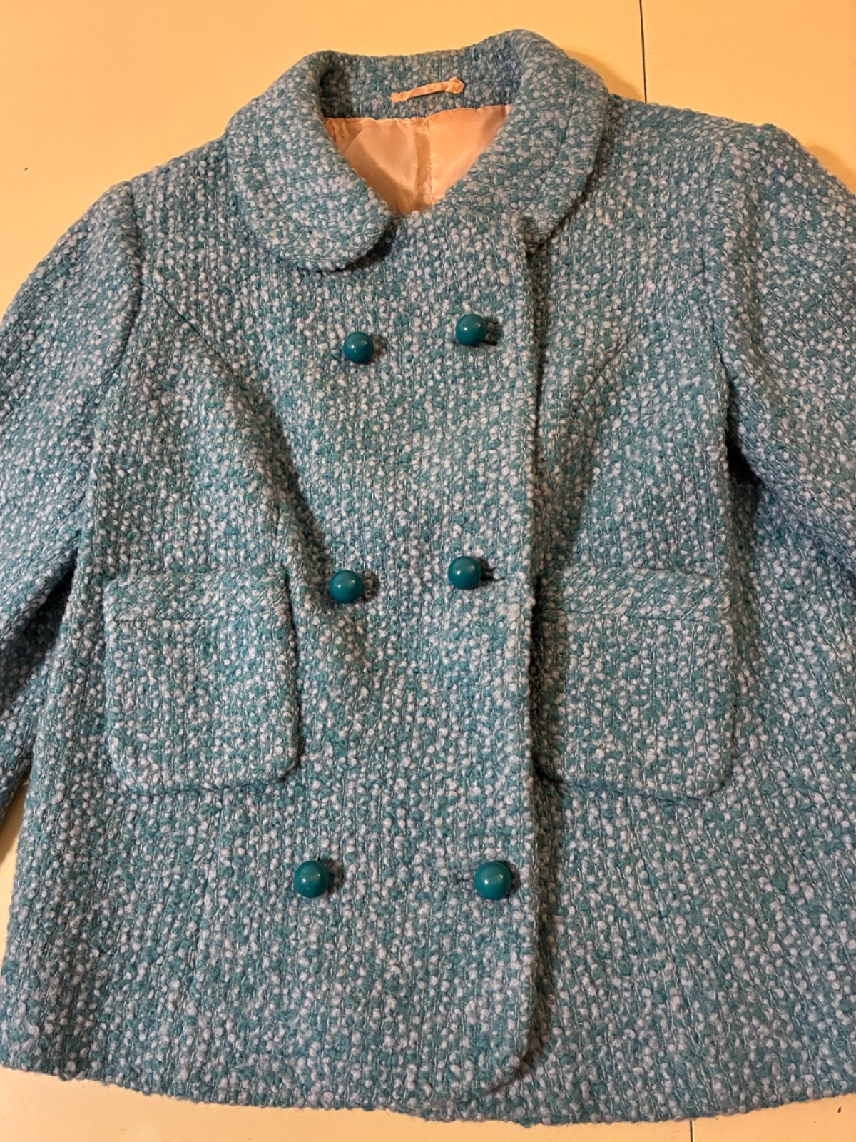 VINTAGE c.1940s MCM STYLE HANDMADE DOUBLE BREASTED SKIRT SUIT Nubby Wool