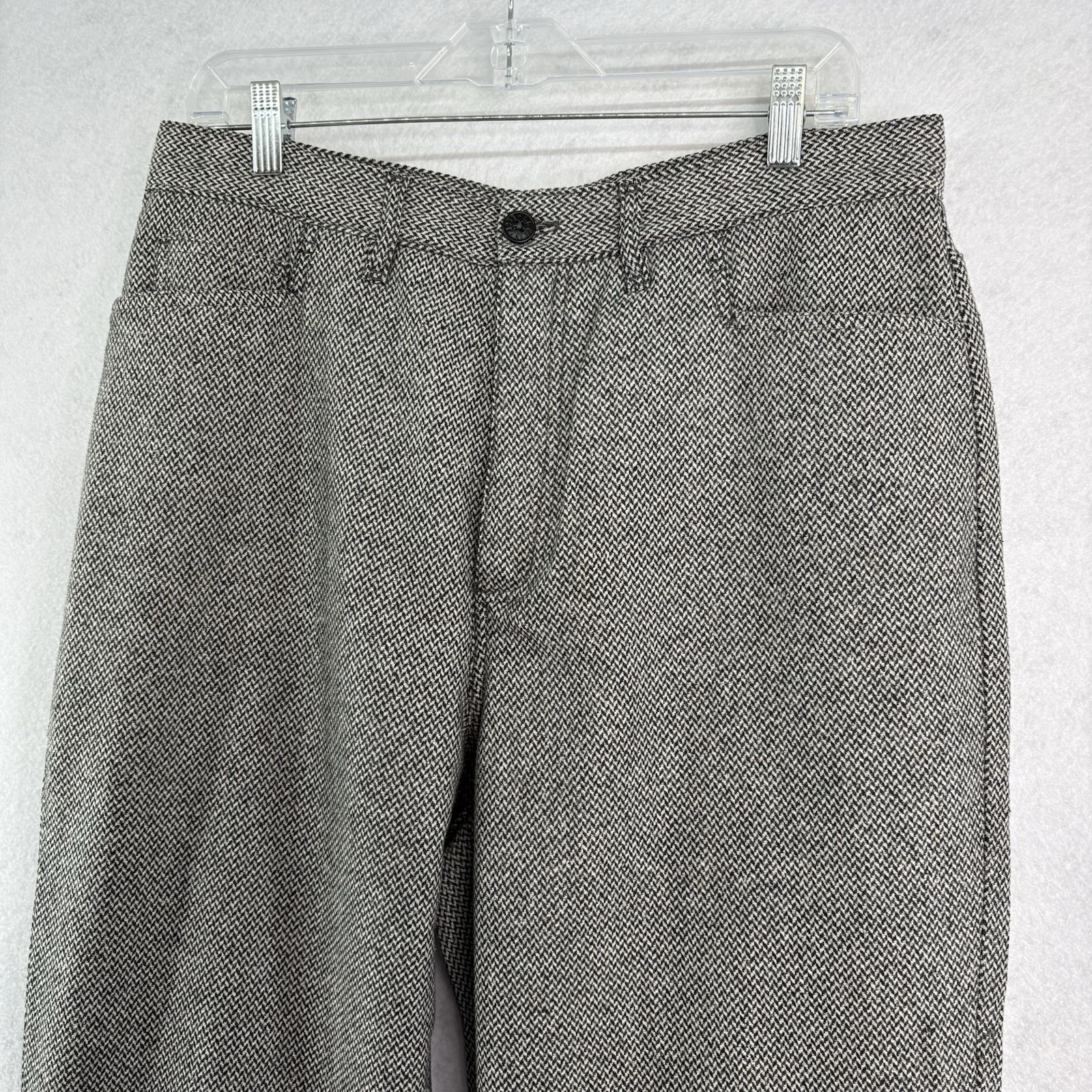 Vintage L.L. Bean Women’s Size 16 Gray Herringbone Virgin Wool Silk Trouser Pats