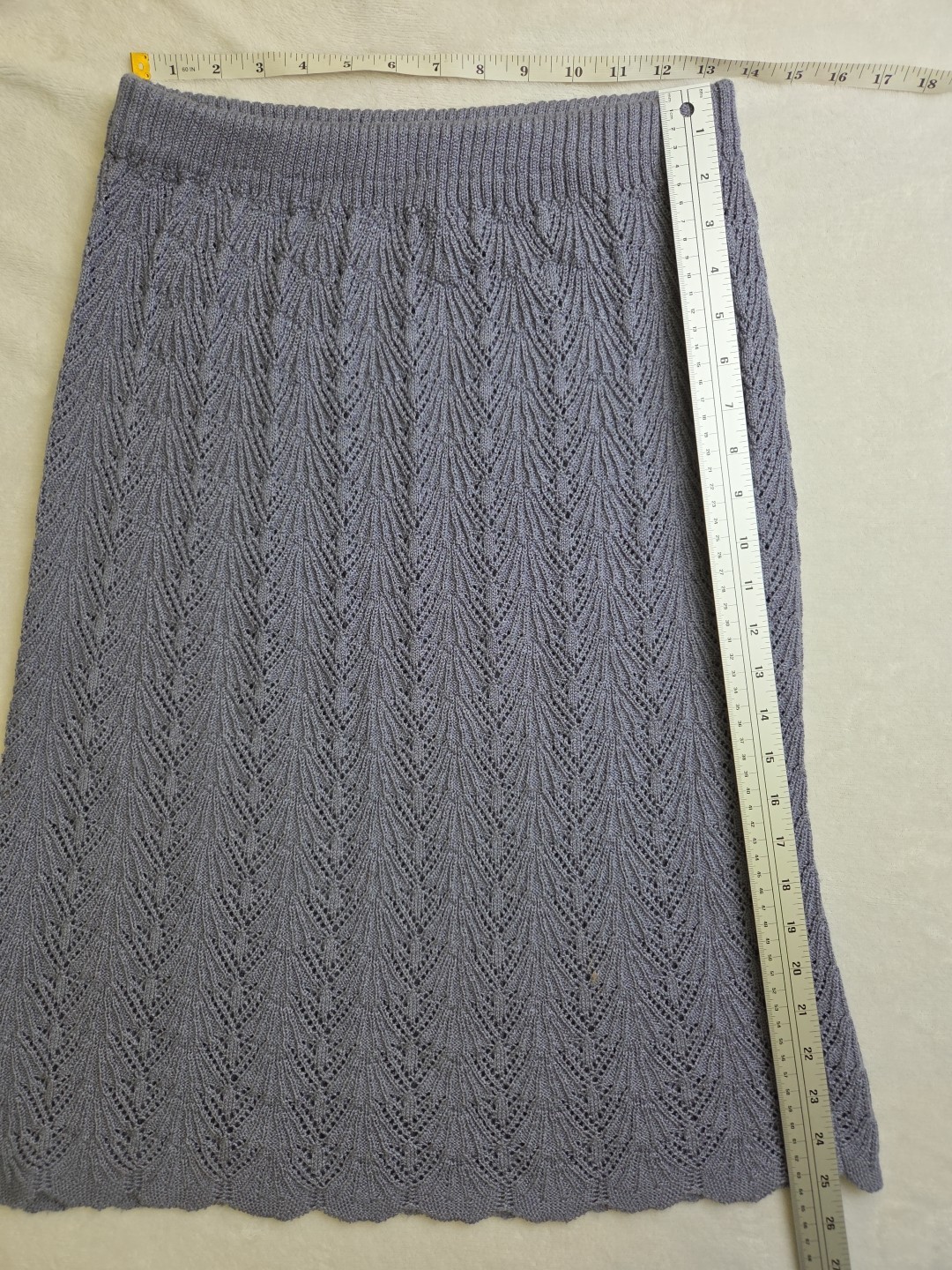 Vintage Crochet Blue Shell Scallop Knit Sweater Skirt Evanna New York Size 10