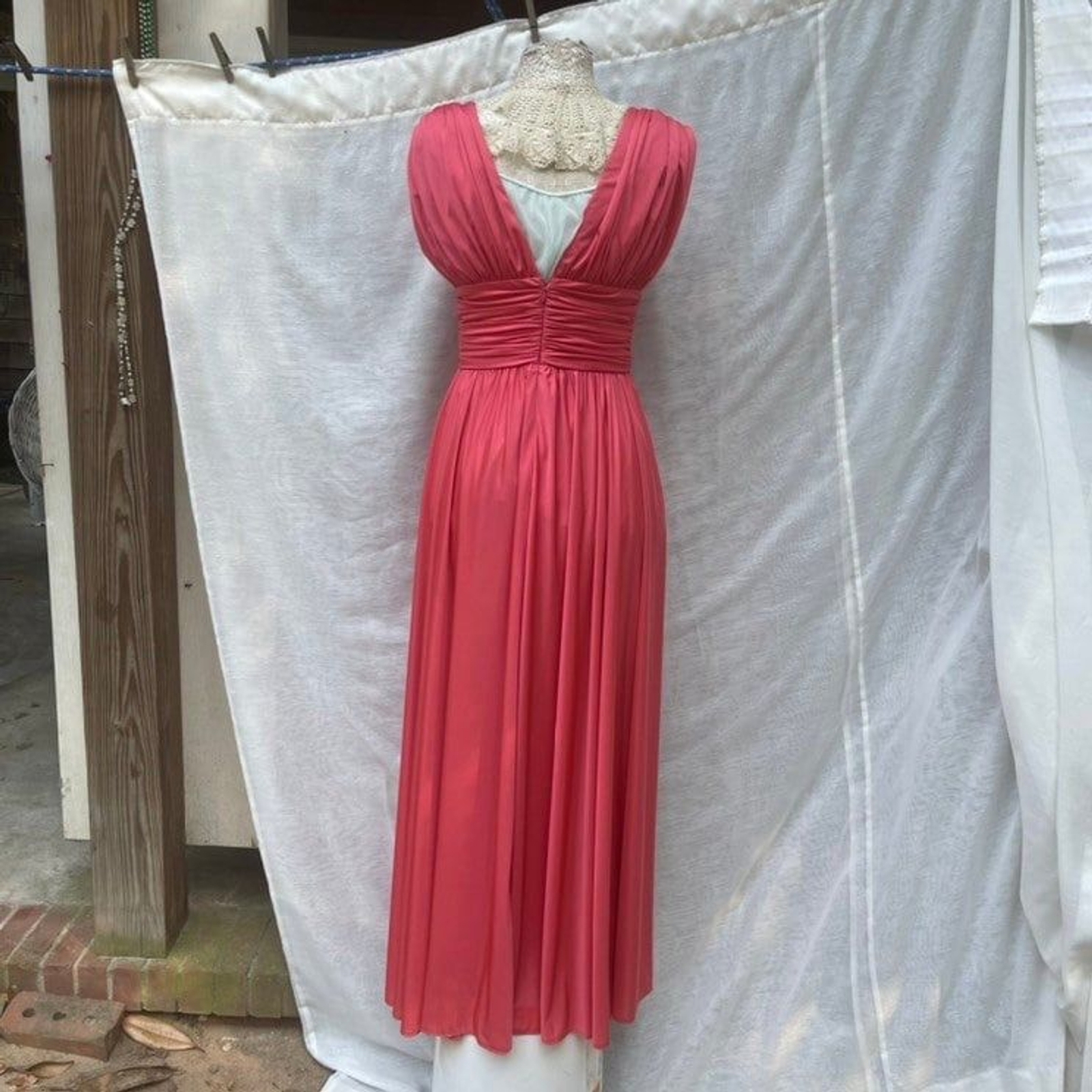 1970s Marita by Anthony Muto Coral Pink Gown S