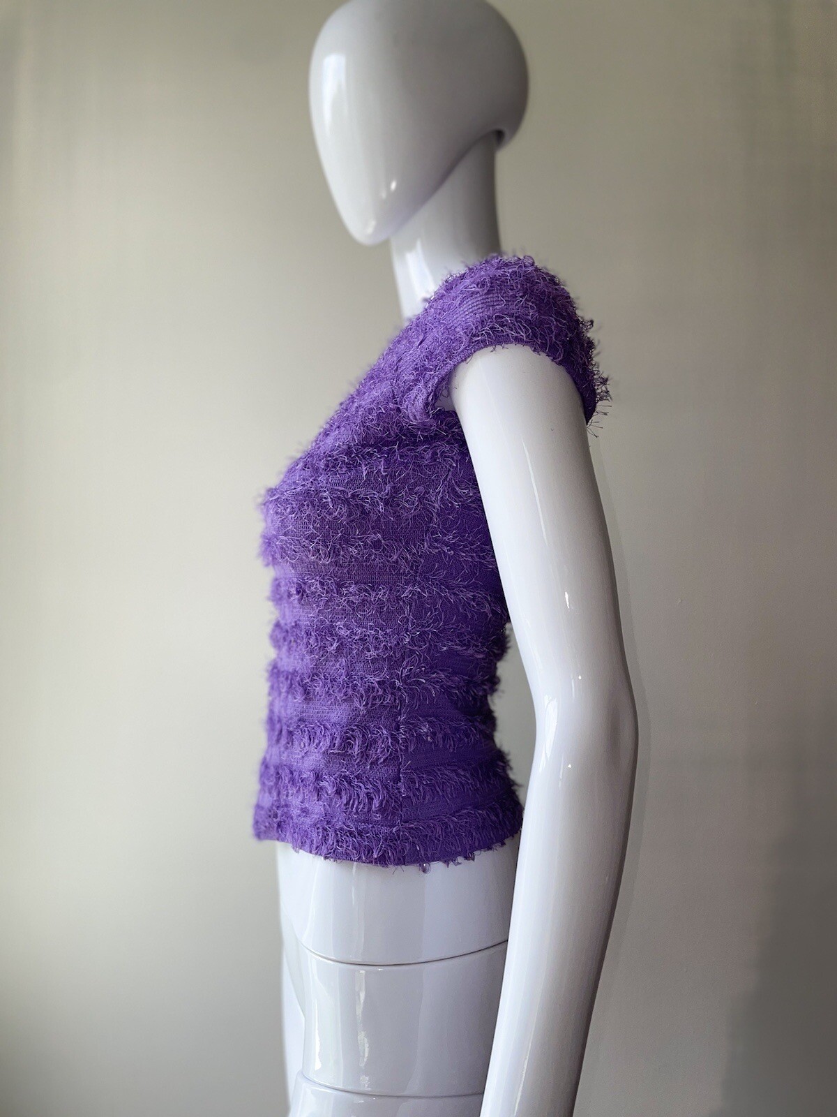 Vintage S Purple Top Amy Byer Rave Club Y2K 90s Fuzzy Lavender EUC