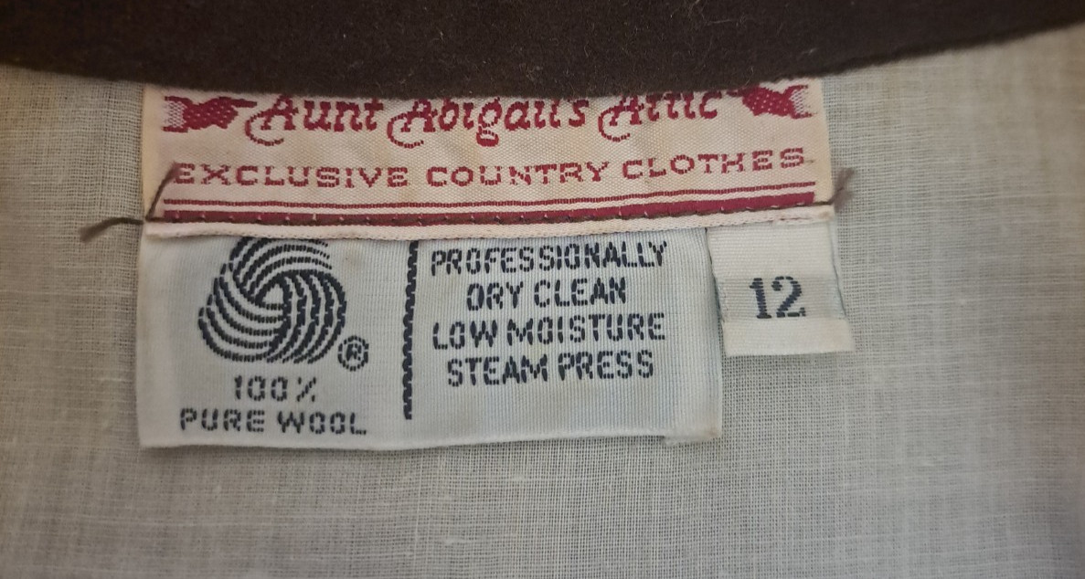 Aunt Abigails Attic Dress Wool Plaid Pockets Period Costume Western Country 12 M