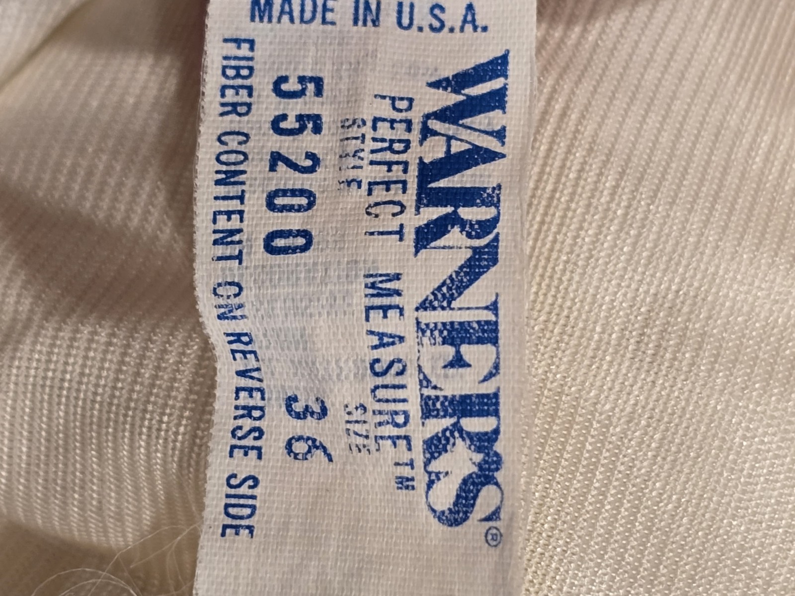 VINTAGE WARNERS PERFECT MEASURE BEIGE CAMISOLE, SIZE 36, LACE TRIM, USA MADE