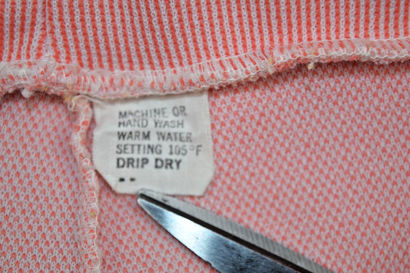 Vintage Top Pants Set Ecco Bay Size S/M 70s Red White Candy Stripe Poly Made USA