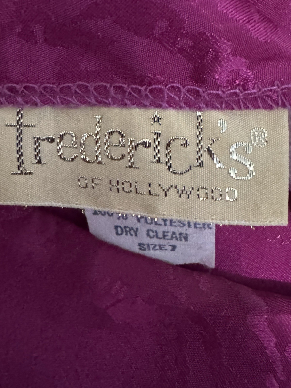 Vintage Frederick’s of Hollywood Magenta Jacquard Dress Size 7 Ruched Sequin 80s